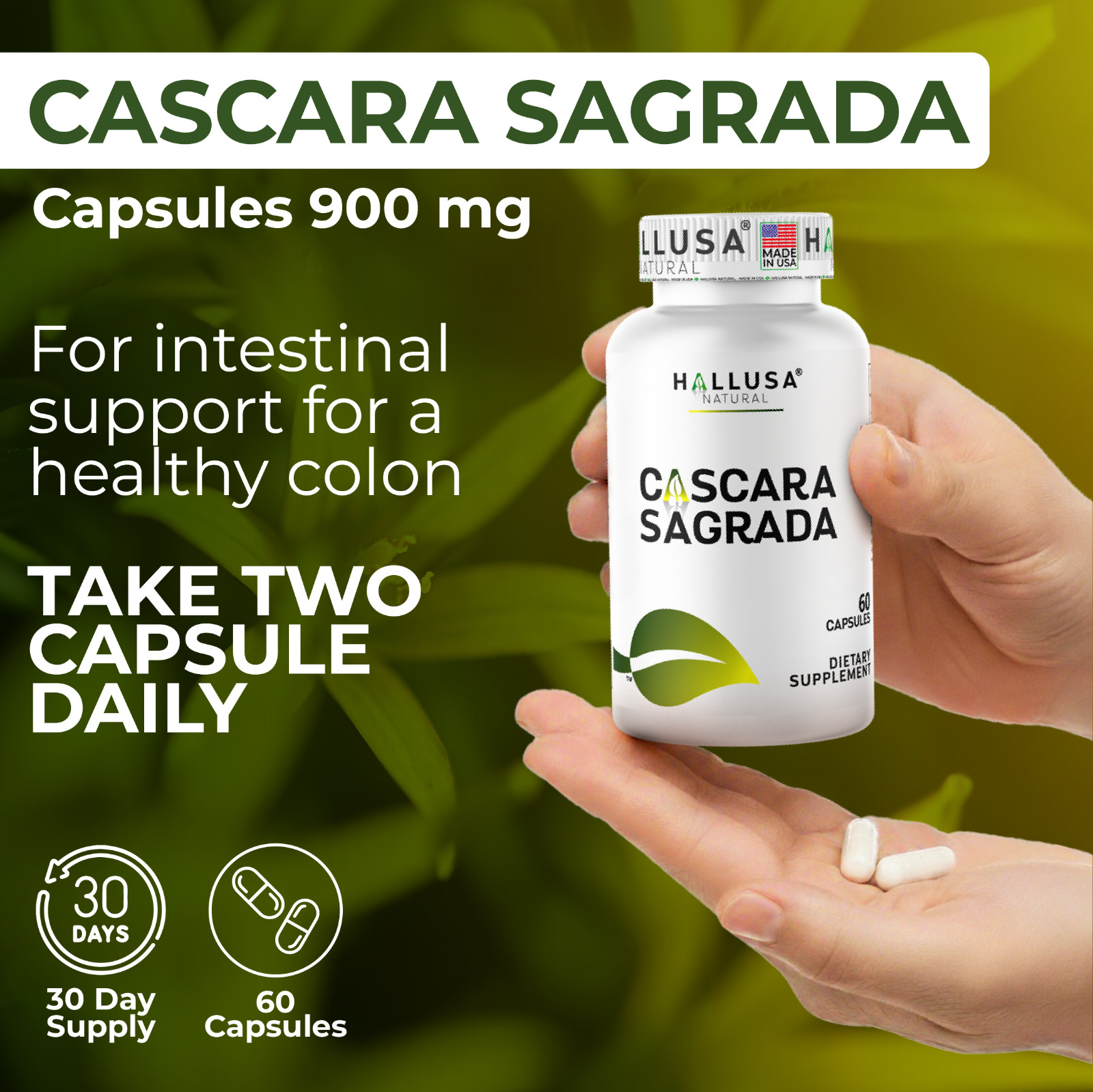 CASCARA SAGRADA – Gentle Natural Laxative – Digestive & Metabolism – 60 Caps