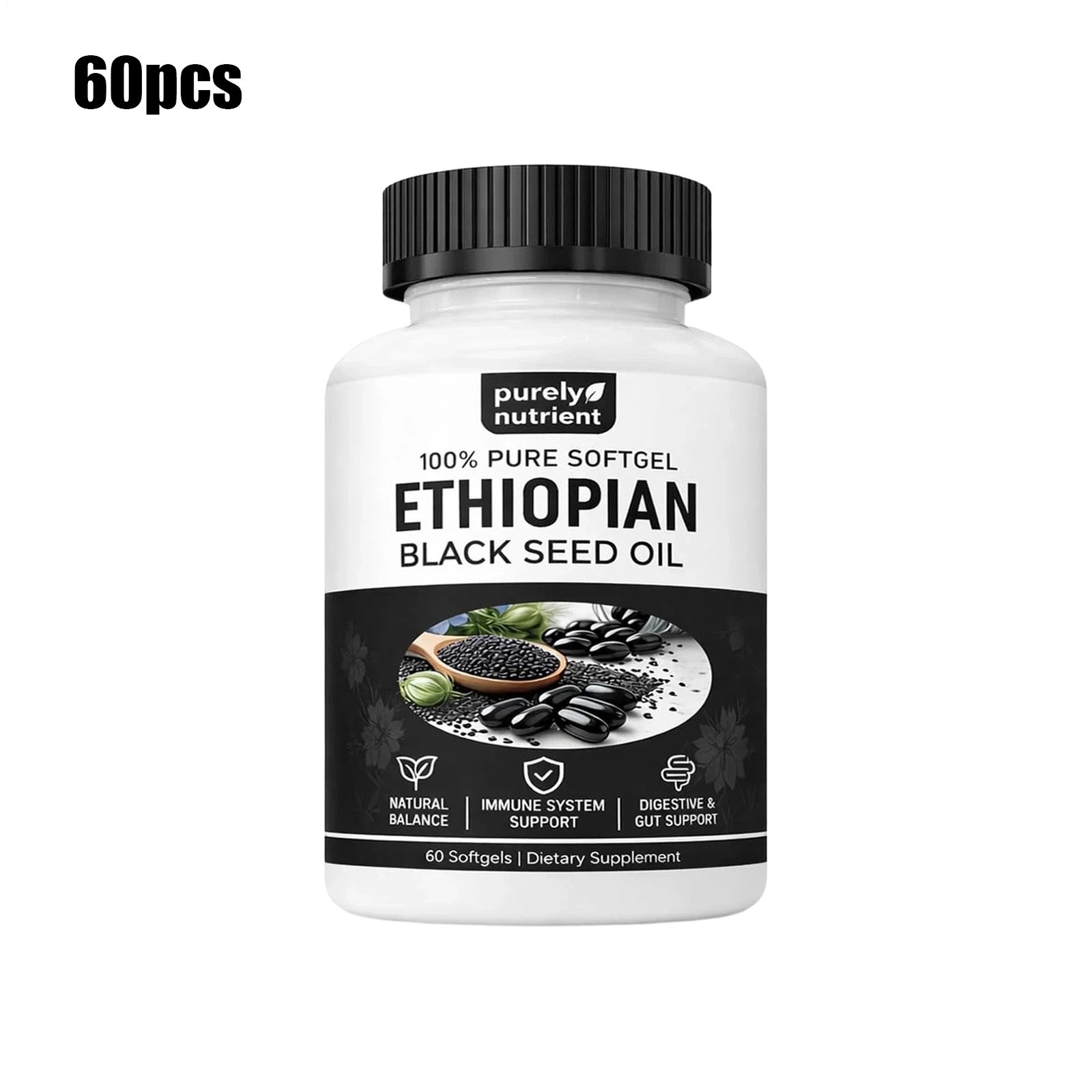 3 PACK Ethiopian Black Seed Oil Softgels |4.64% Thymoquinone |Gluten-Free
