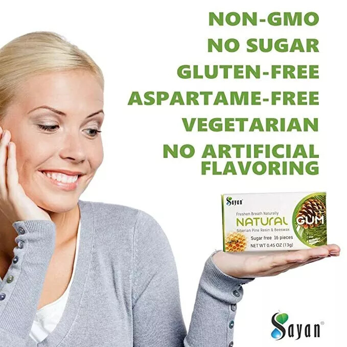 Sugar Free Chewing Gum All Natural Larch or Pine Tree Resin Flavor with Beeswax