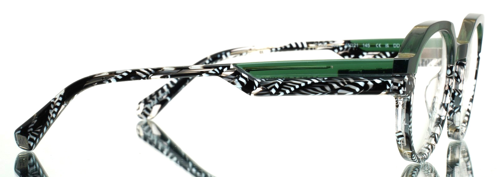 JF REY JF1556 4899 Green Black White Womens Round Full Rim Eyeglasses 48-21-145