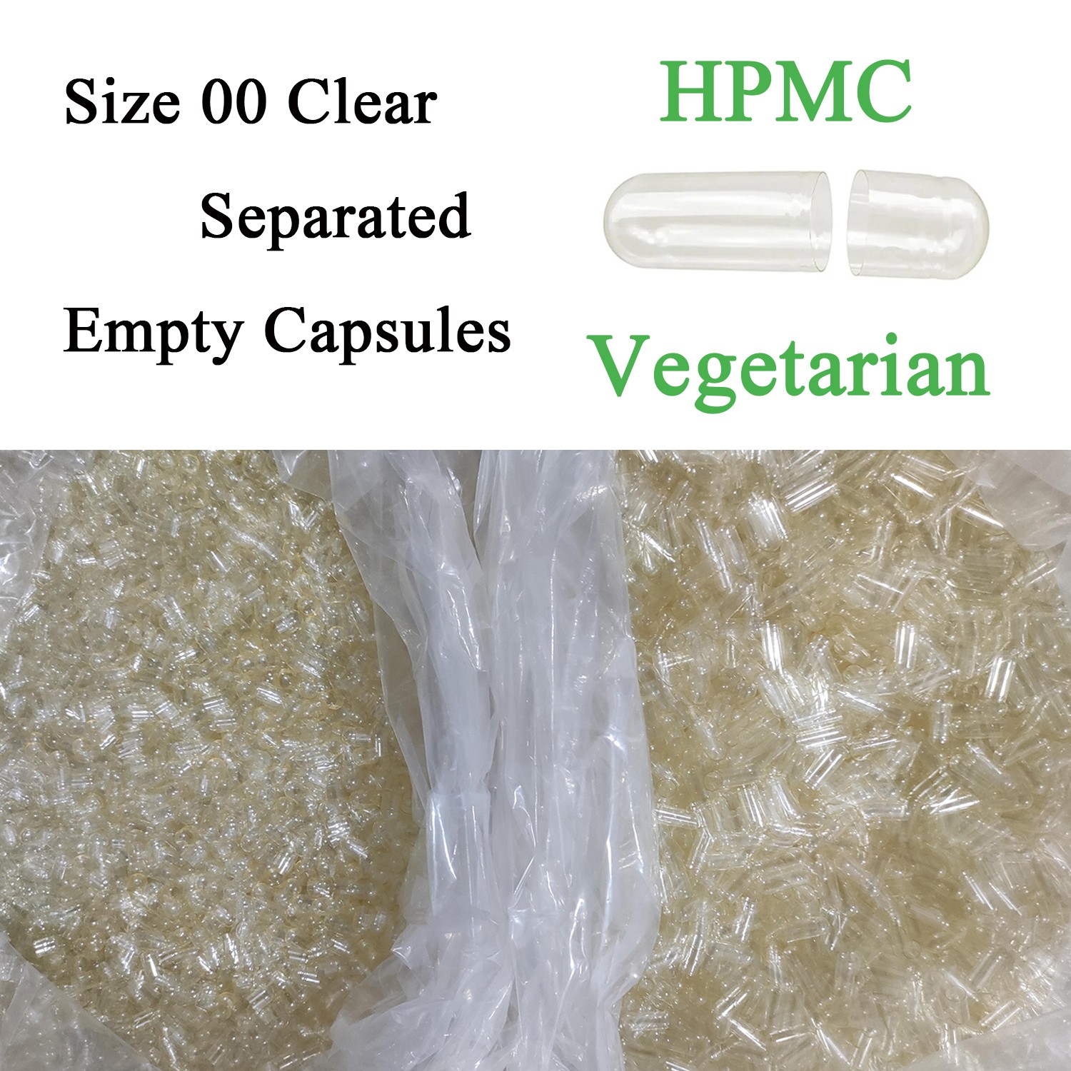 Size 00 Clear Empty Vegan Capsules Vegetarian Veggie Capsules Pills Caps HPMC