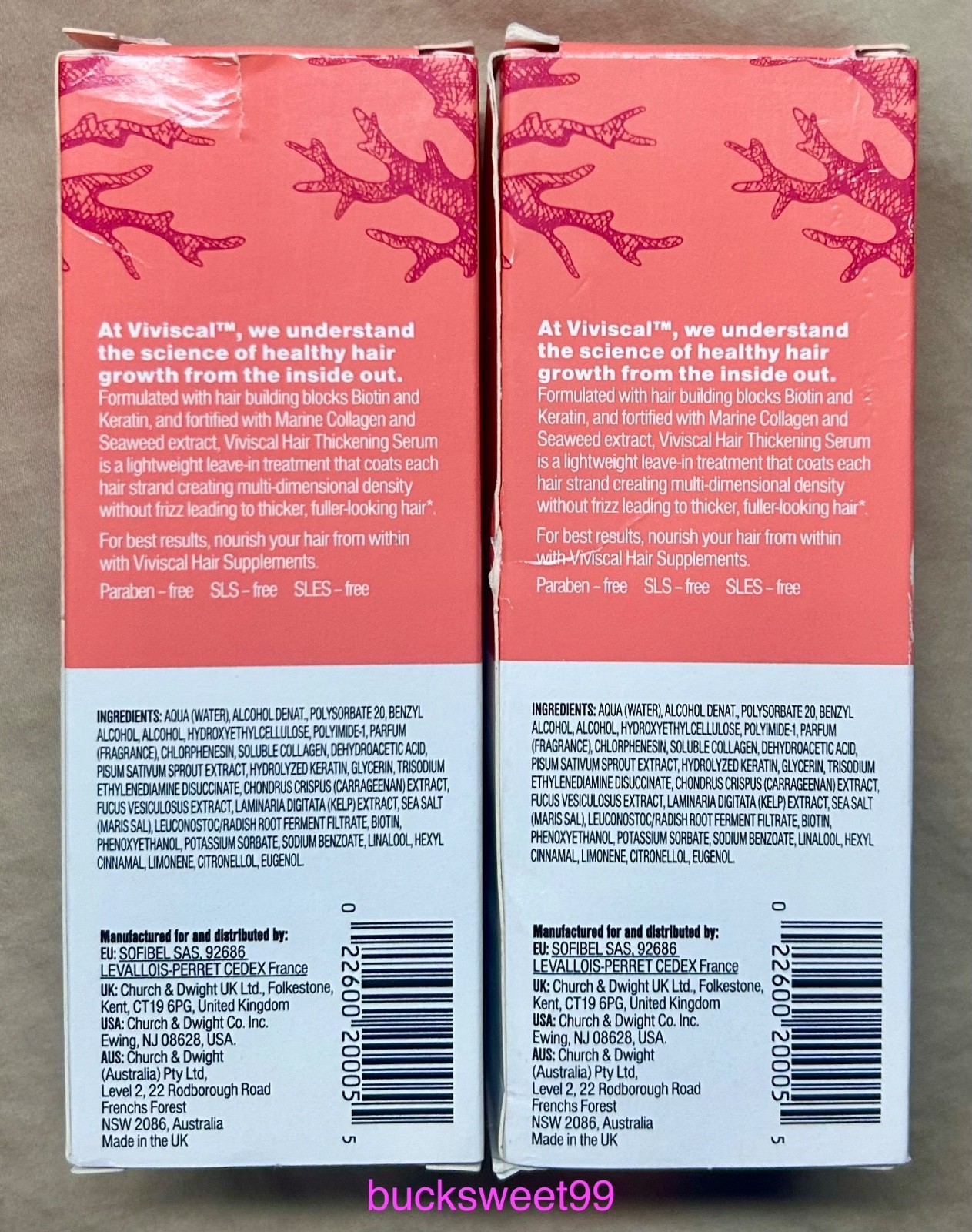 Viviscal Hair Thickening Serum Instant Strand Coating – 1.69 oz each – 2-PACK