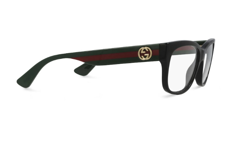 GUCCI GG0038ON 011 Black Green / Red Women’s 54 mm Eyeglasses NEW 100%