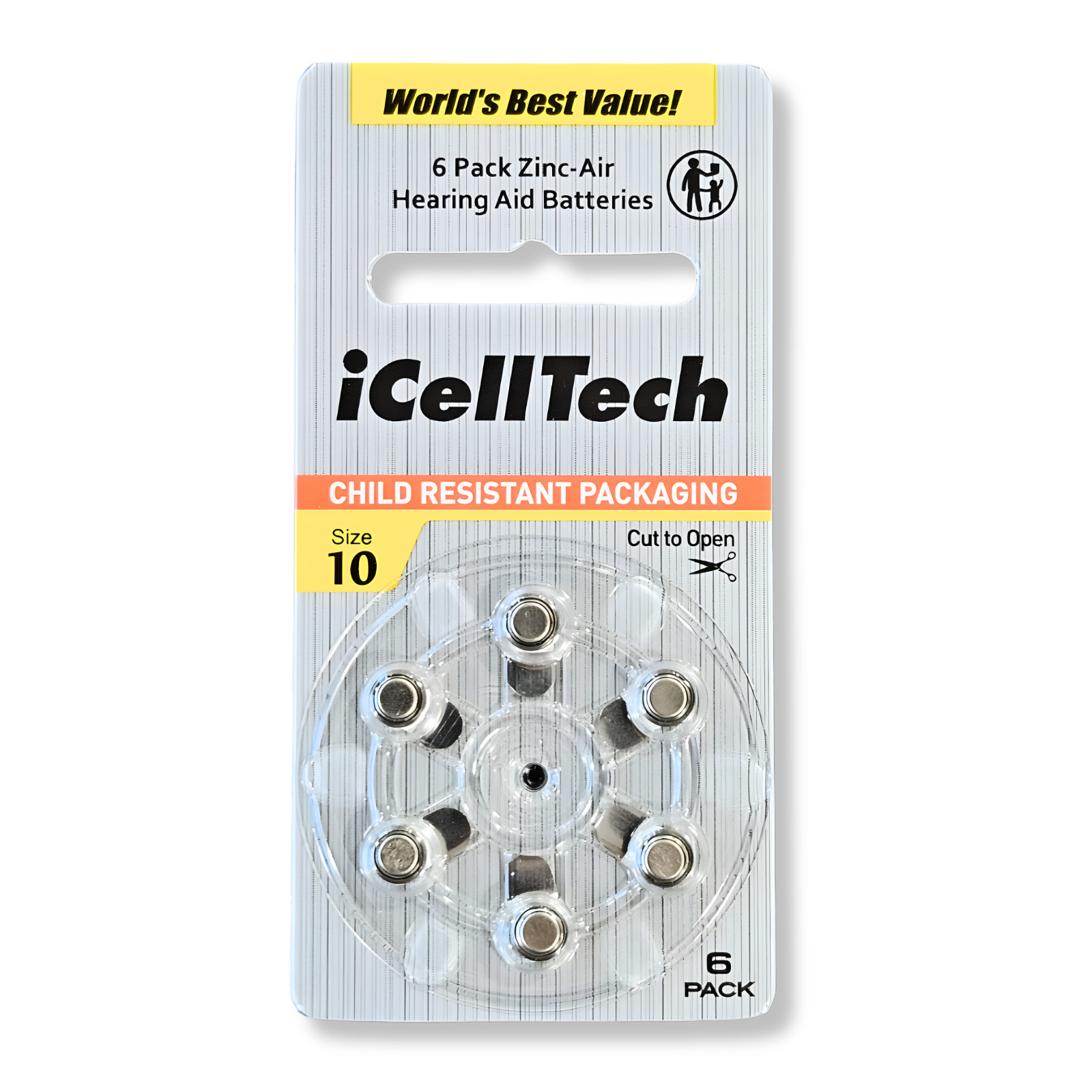 iCellTech Hearing Aid Batteries Size 10 (60 Pack) + Free Battery Buddy