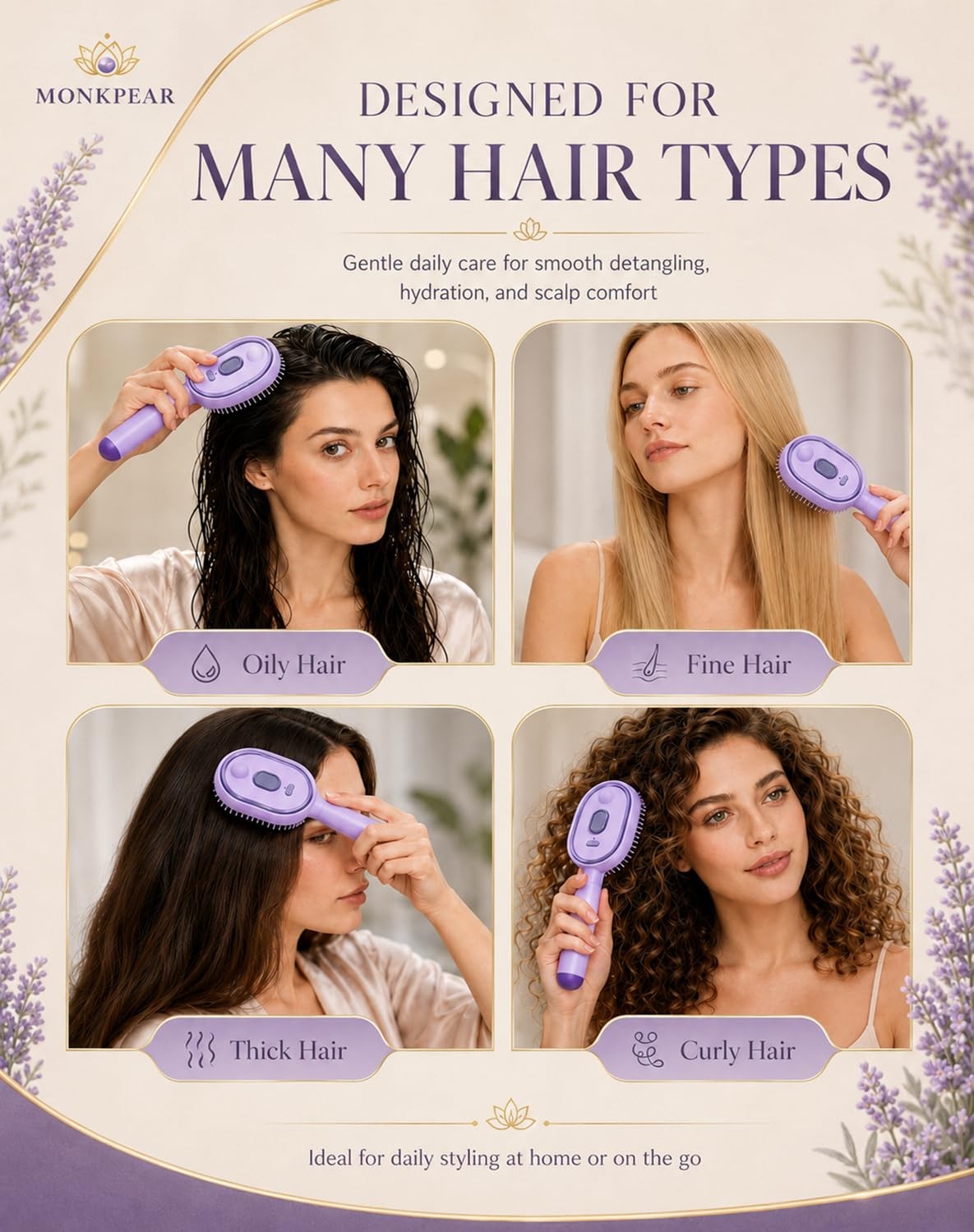 Electric Spray Air Cushion Massage Comb, Self-Cleaning Anti-Tangle Hair Brush