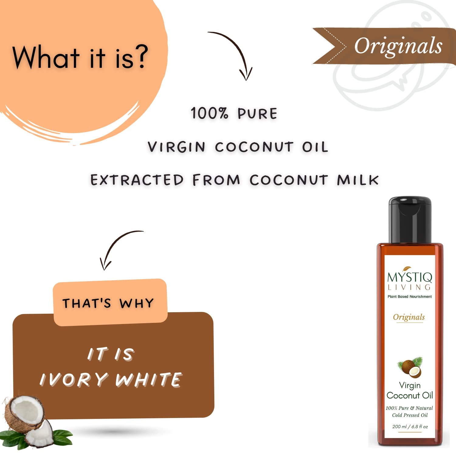 Mystiq Living Virgin Coconut Oil For Skin And Hair 200ml