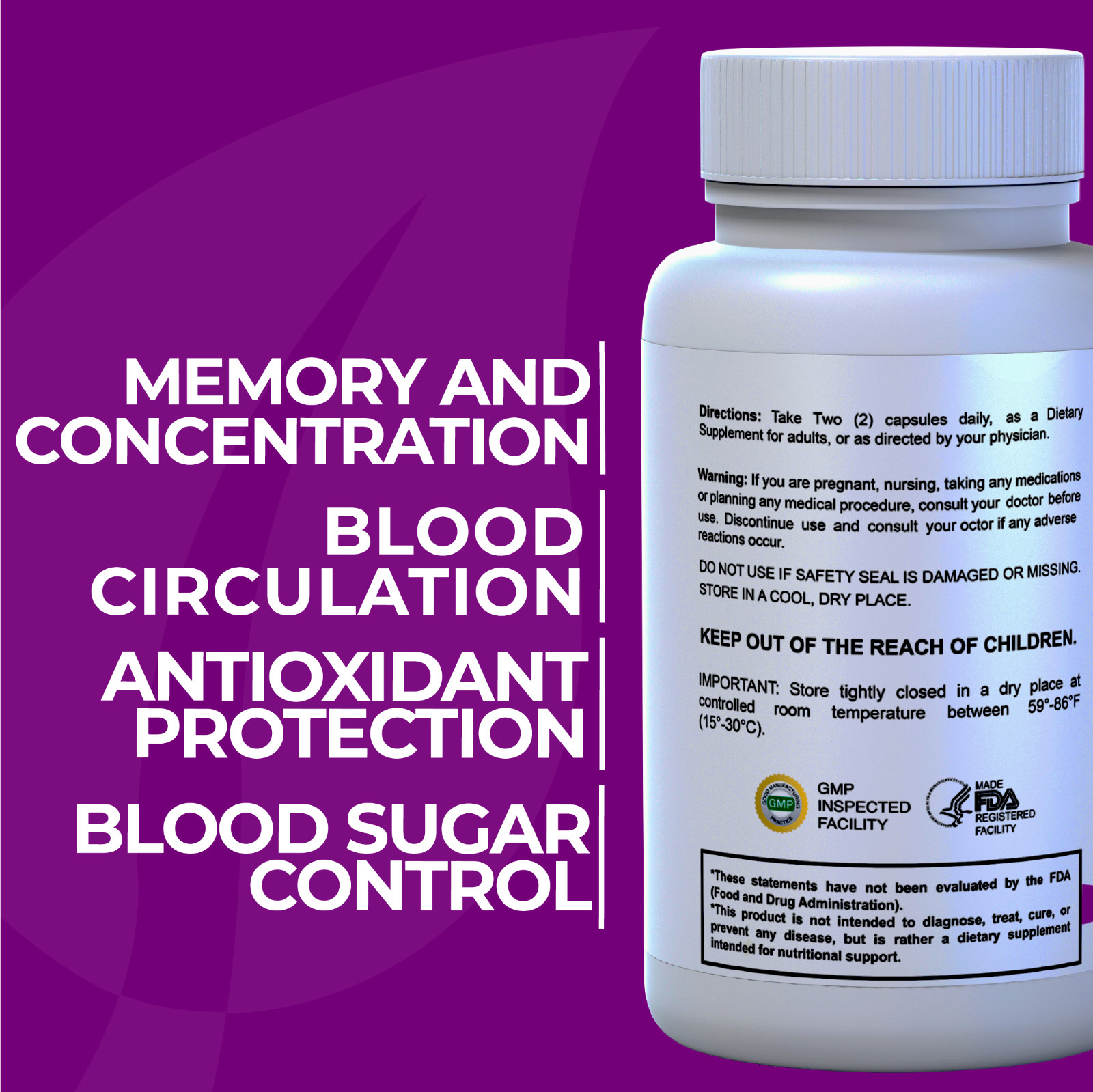 GINKGO BILOBA 120 mg – Brain Boost – Mental Clarity & Focus – 60 Caps