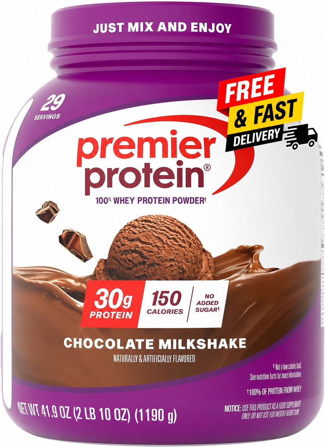 Premier Protein Powder, Chocolate Milkshake, 30g Protein, 1g Sugar, 41.9oz