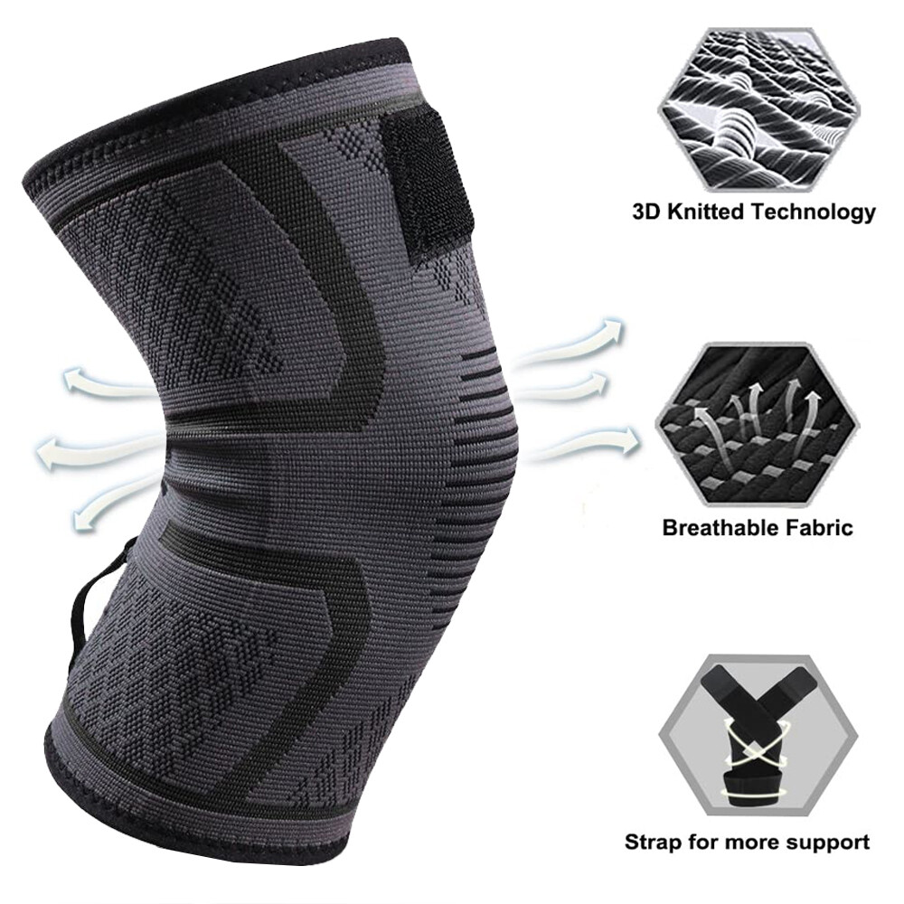 2Pcs Knee Sleeve Compression Brace Support For Sport Joint Pain Arthritis Relief
