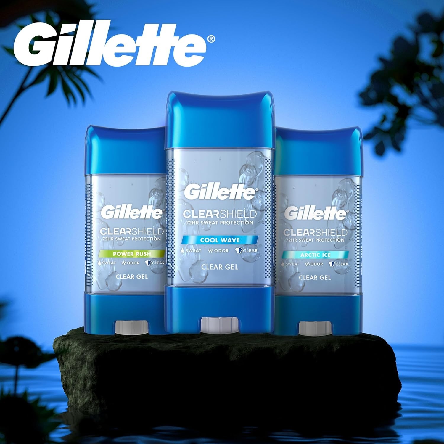 Gillette Cool Wave Clear Gel Deodorant Men 72Hr Sweat Protection 0.5oz