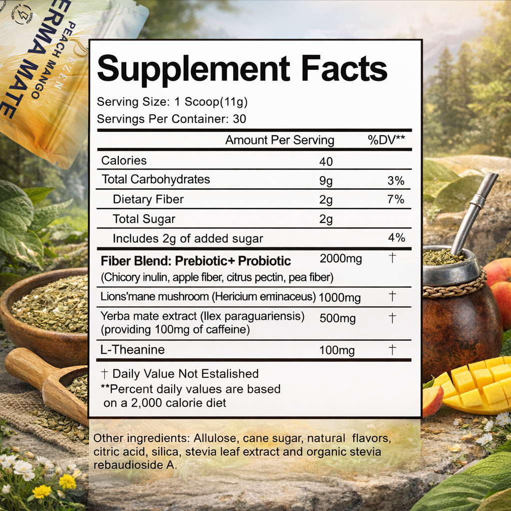 DEZEN Yerba Mate Tea Peach Mango | Herbal Tea | Natural Fruit Tea 30 Servings