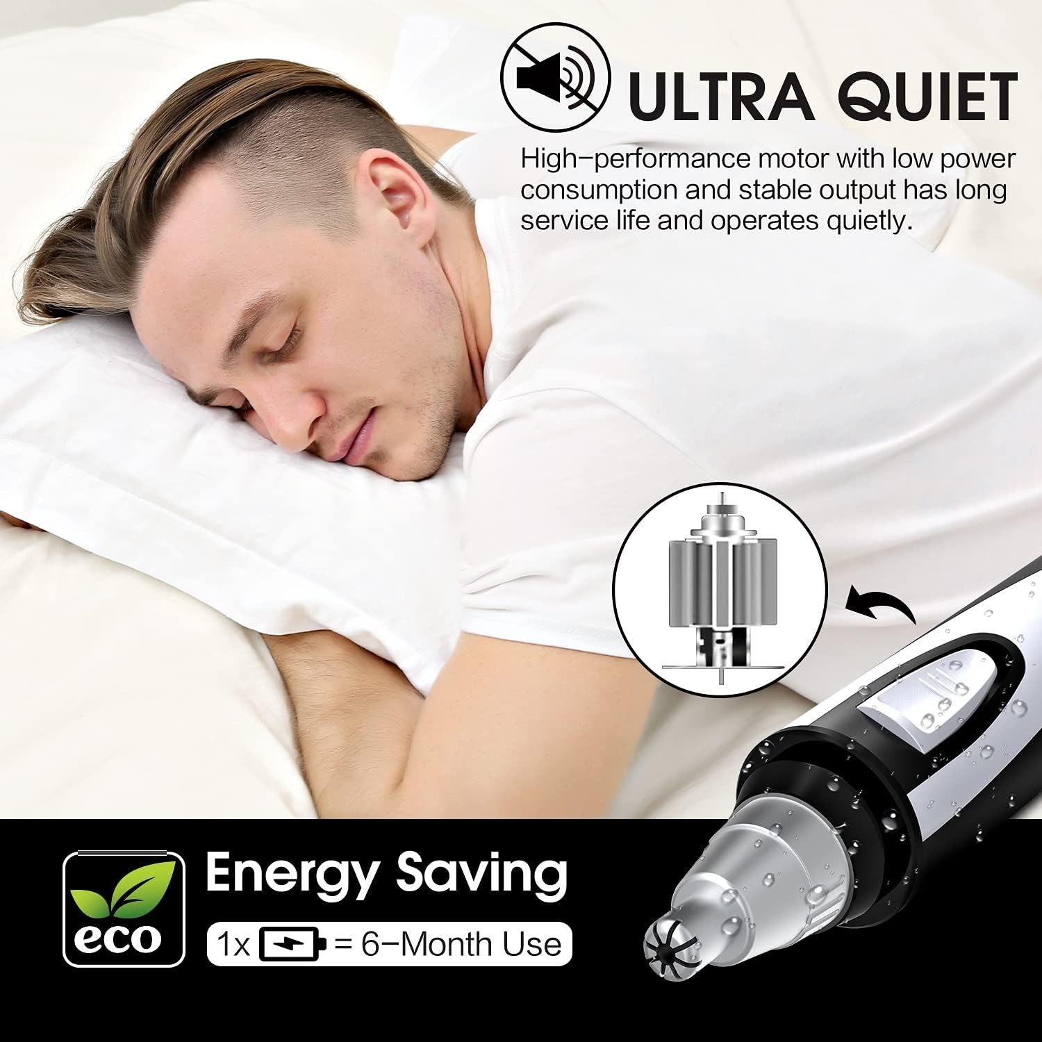 Effortless Grooming with Waterproof Nose & Eyebrow Trimmer – 30-Day Money-Back