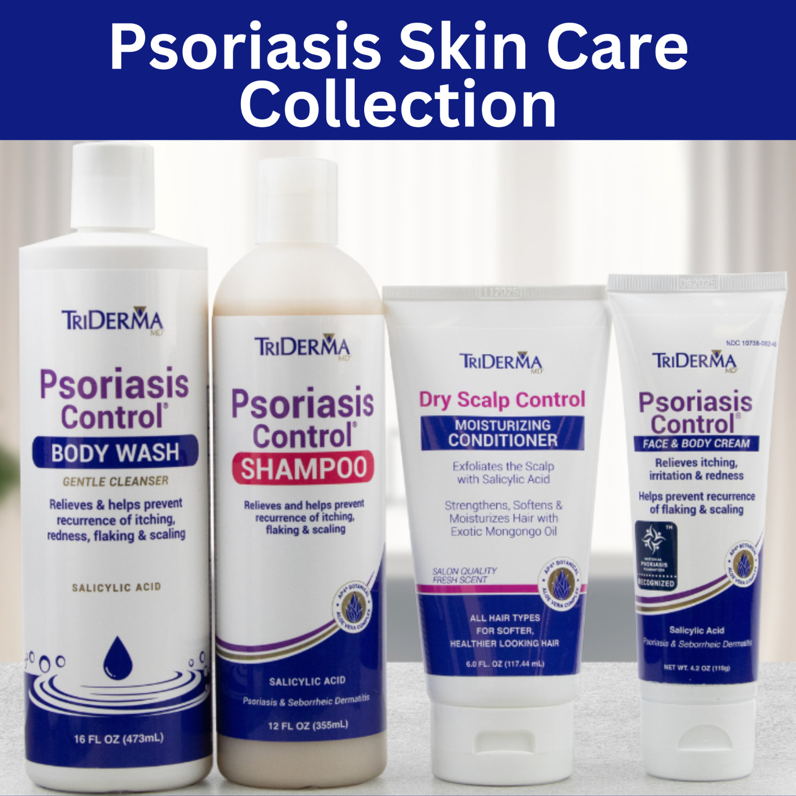 TriDerma Psoriasis Control Face & Body Cream – FSA Eligible, 4.2 oz – 4-Pack