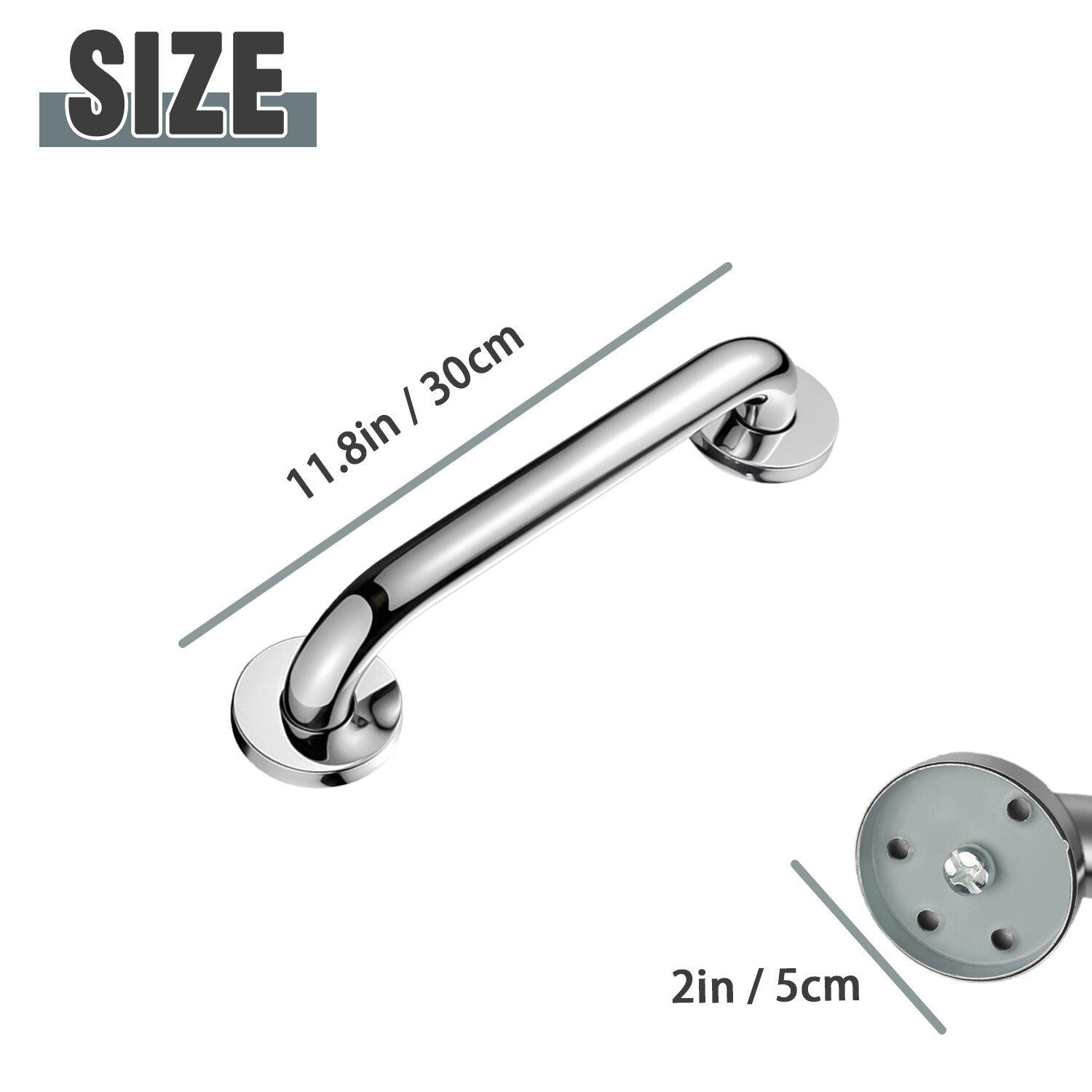 2PCS Stainless Steel Grab Bar Bathroom Safety Handicap Shower Tub Handle Support