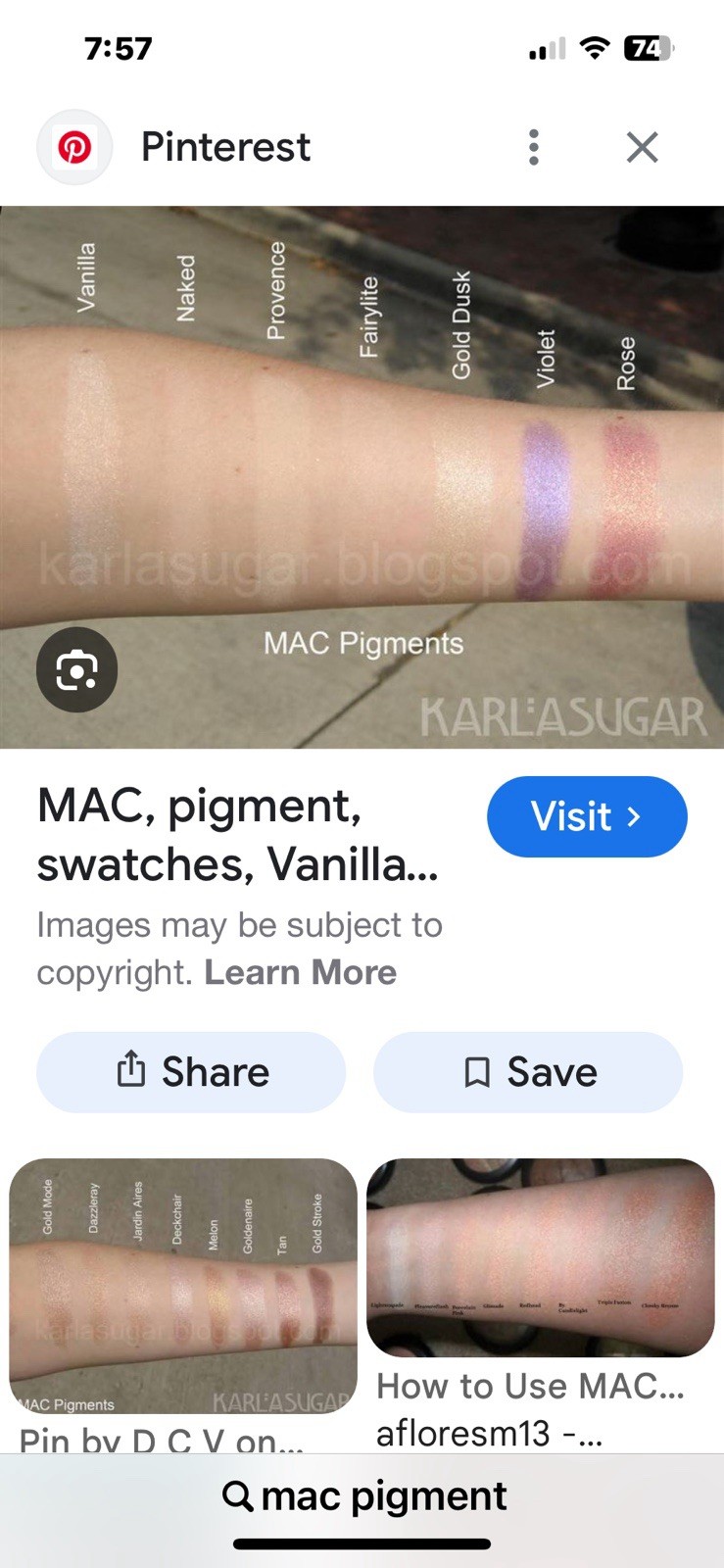 MAC-PIGMENT COLOUR POWDER-0.09 OZ. ONE OF BUYER CHOICE- NIP/NWOP
