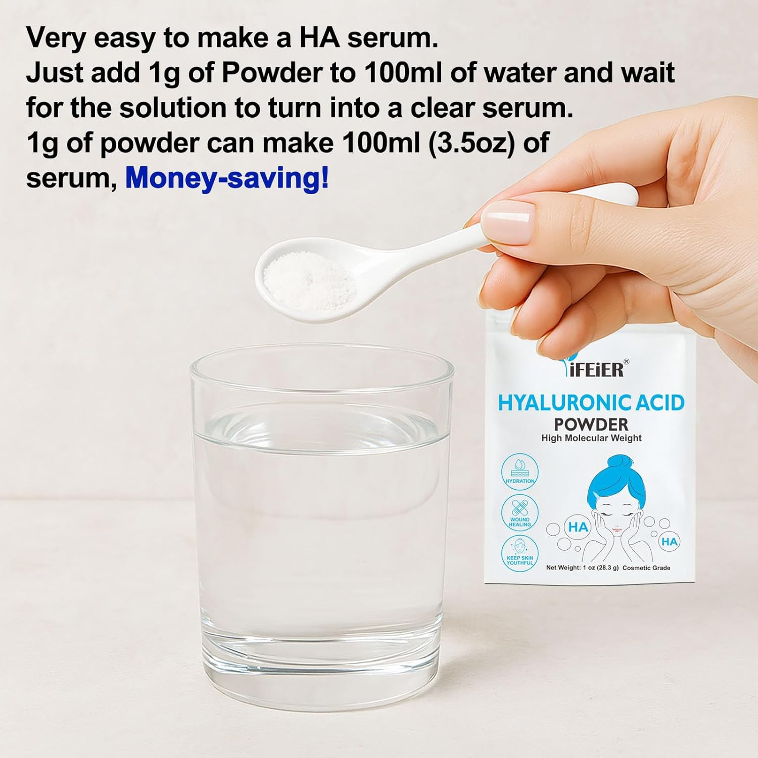 Hyaluronic Acid Powder | High Molecular Weight Hyaluronic Acid Serum Powder | 1o