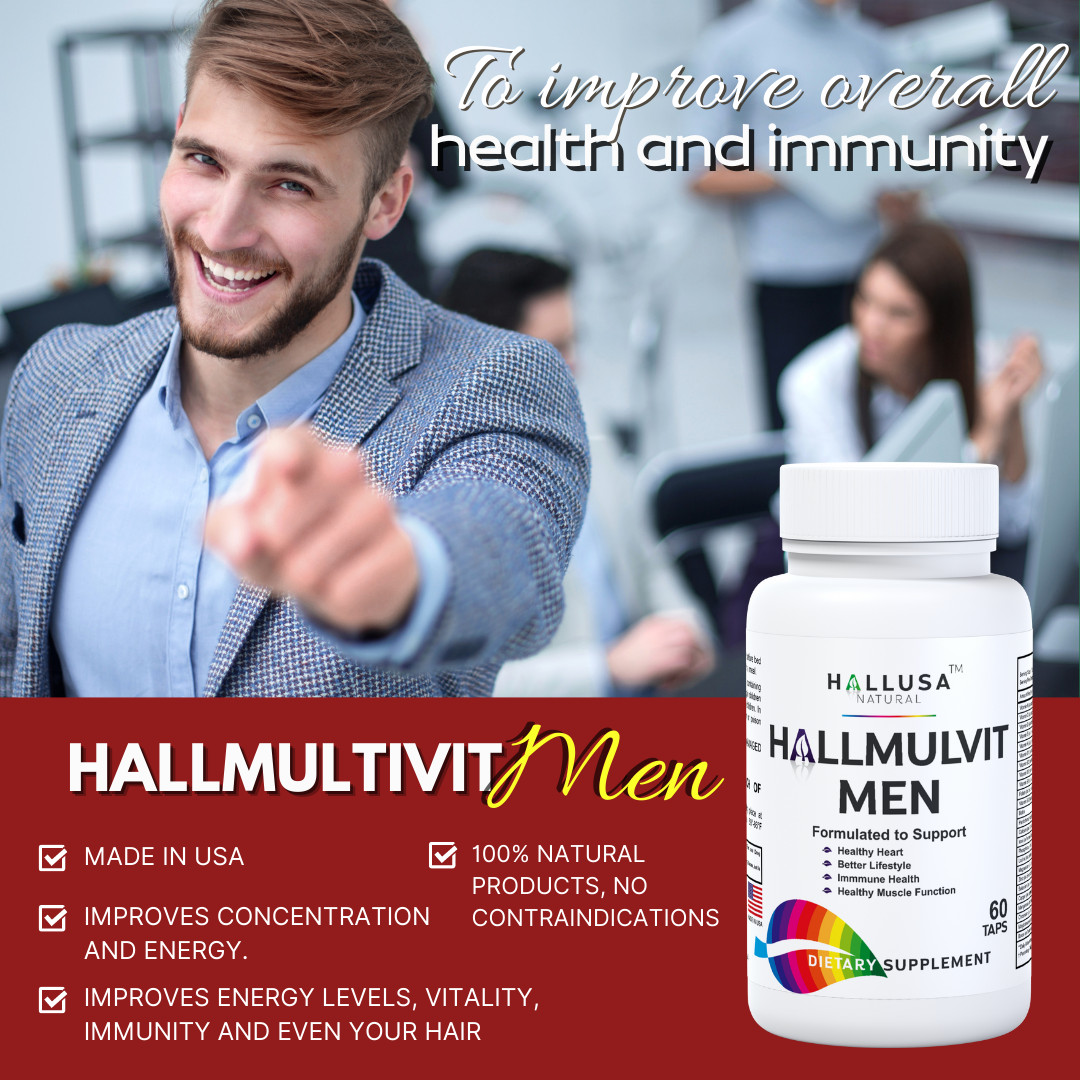 HALLMULTIVIT Men’s Multivitamin Energy Boost – Vitality & Wellness – 60 Tabs