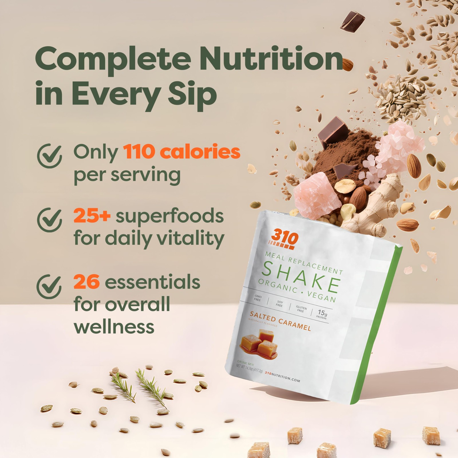 310 Nutrition Organic AllInOne Meal Replacement Shake Powder PlantBased Prot…