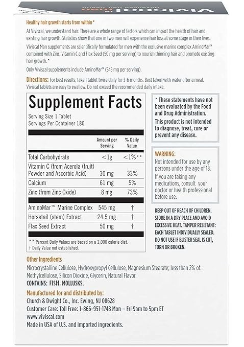 Viviscal Men Hair Growth Supplements 180 Tablets – 3 Month Supply