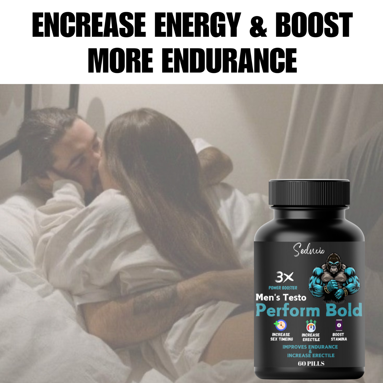 NEW . 60 Powerful Capsules . Works In 10 Minutes. 100% Money Back Guaranteed
