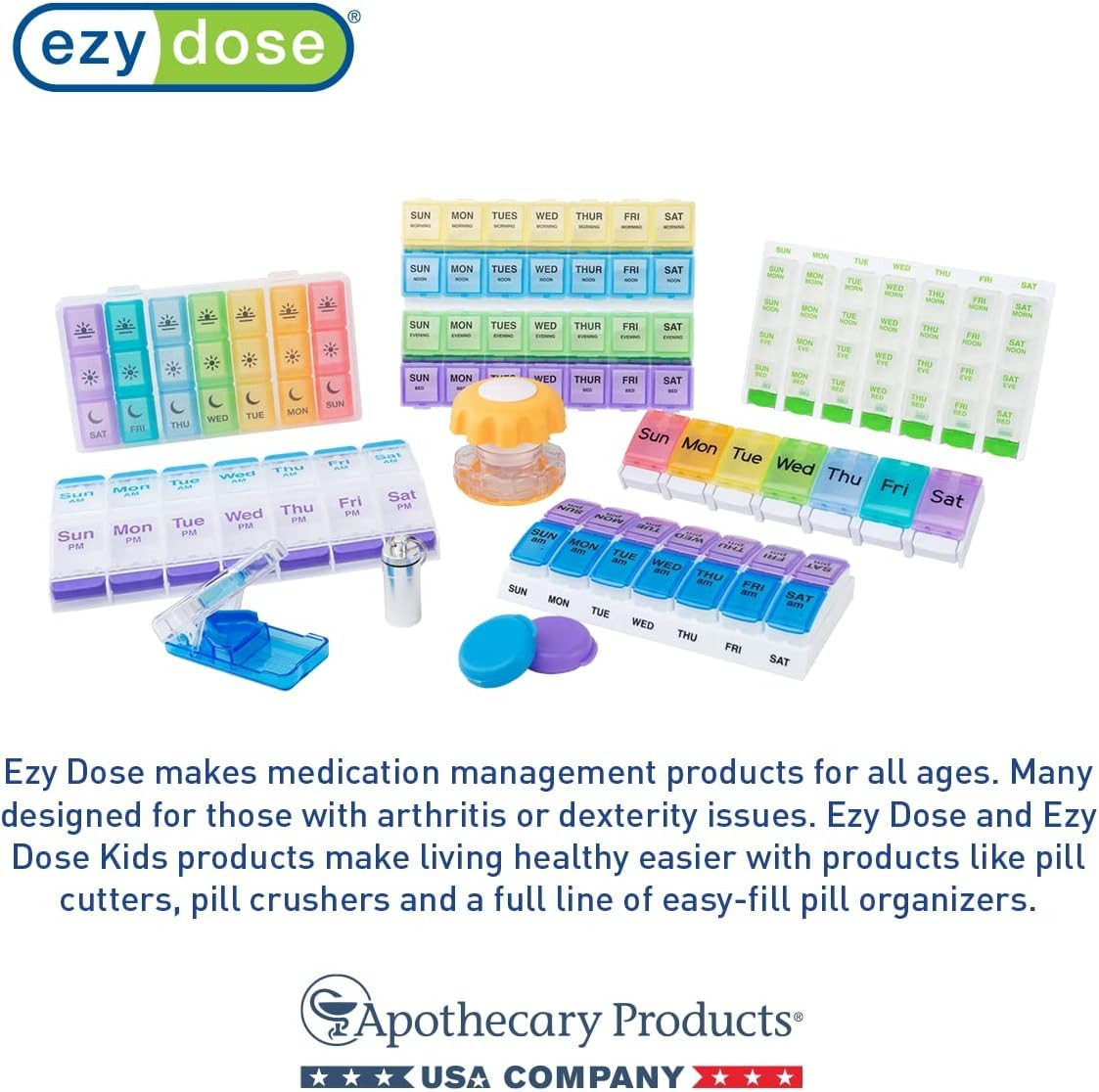 Push Button (7-Day) Pill, Medicine, Vitamin Organizer | Weekly, 2 Time