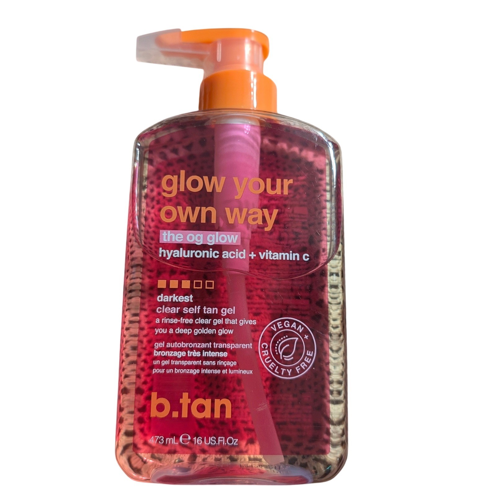 b.tan Glow Your Own Way Clear Self Tan Gel Darkest 16oz NEW