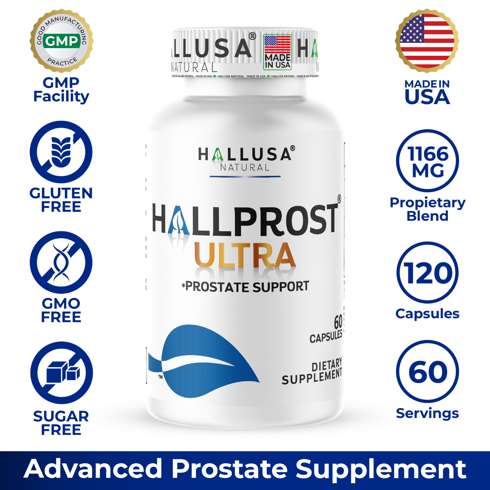 HALLPROST ULTRA – Inflamed Prostate, Urinary Support, Prostatitis – 120 Capsules