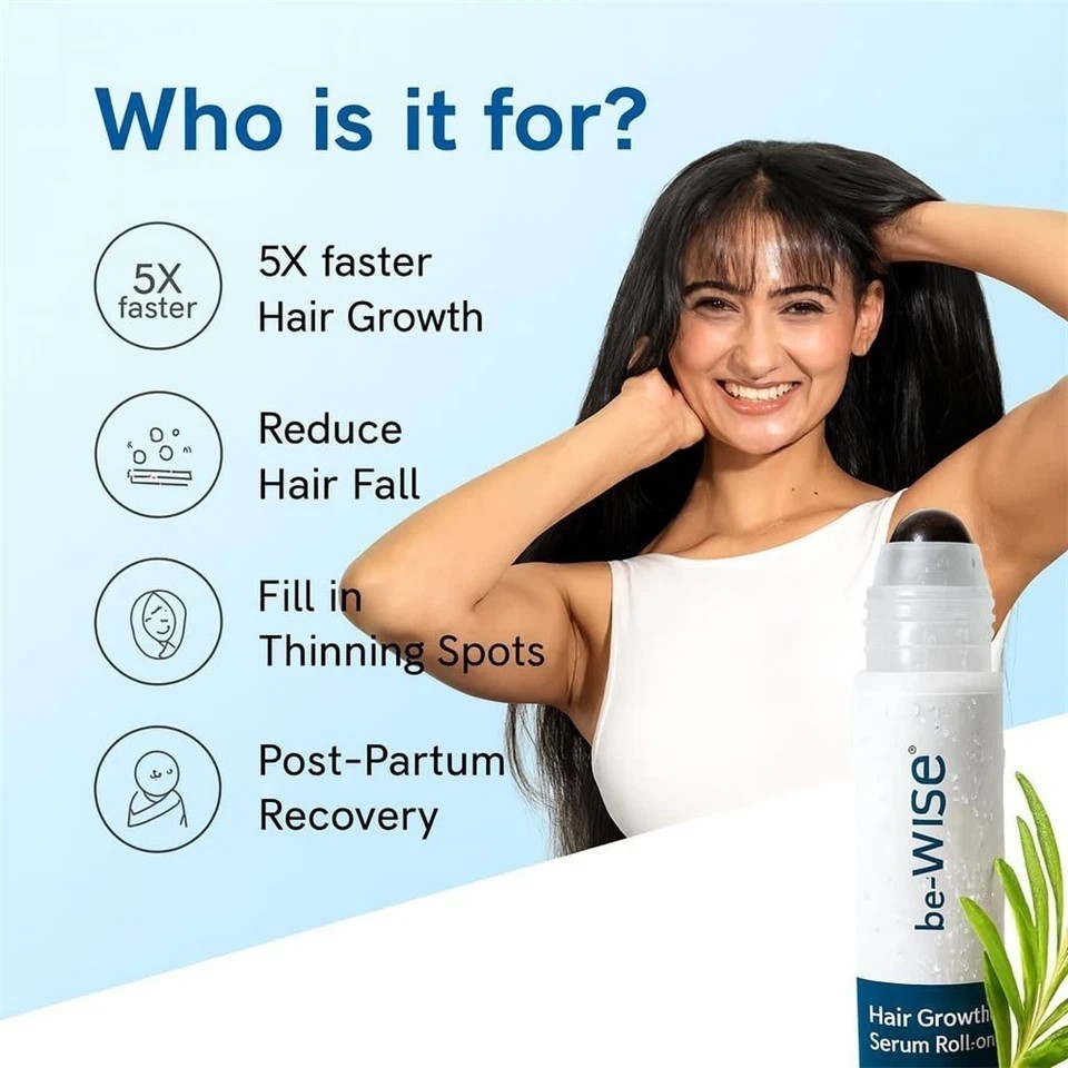 NEW Be Bodywise Hair Growth Serum Roll On – 3% Rosemary, 3% Redensyl & 2% – 25ml