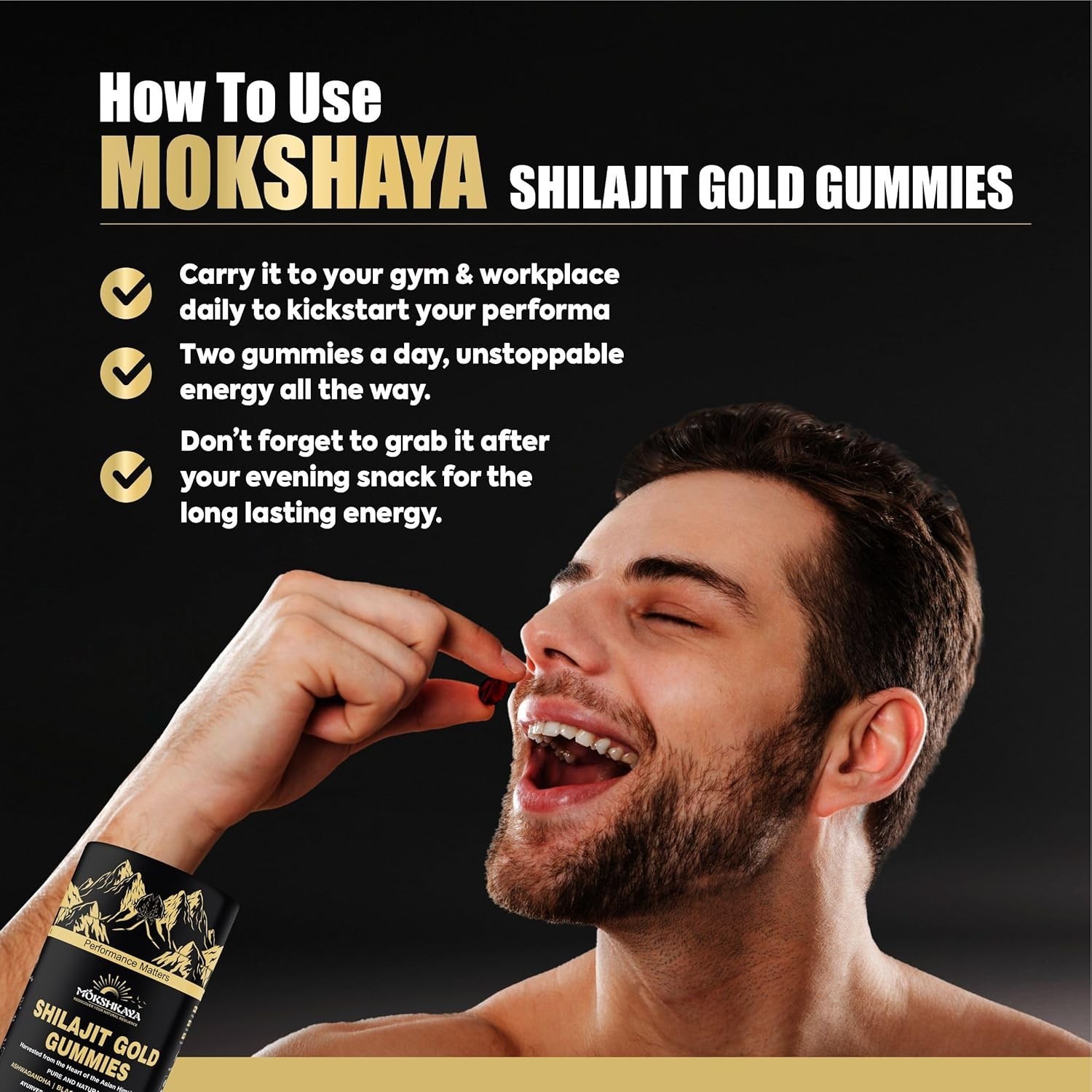 Premium Shilajit Gummies for Energy & Focus Himalayan Gold Grade 60 Pack