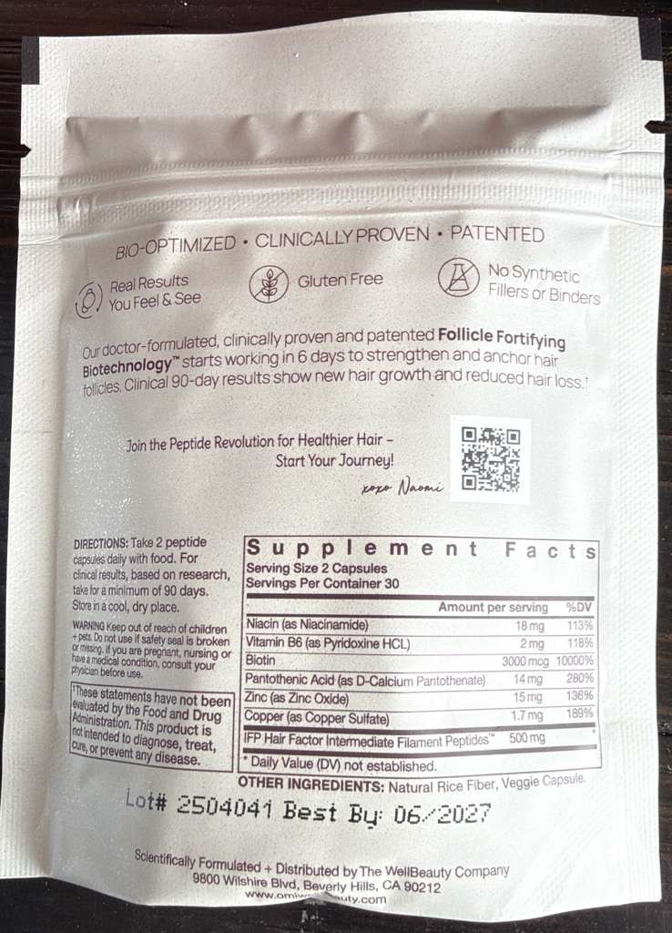 OMI Hair Growth Peptides – All Hair Types – 60 Capsules – Hair Support Supplemen