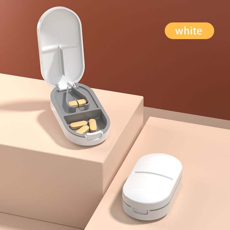 New PILL CUTTER Splitter Half Storage Compartment Box Medicine Tablet Holder