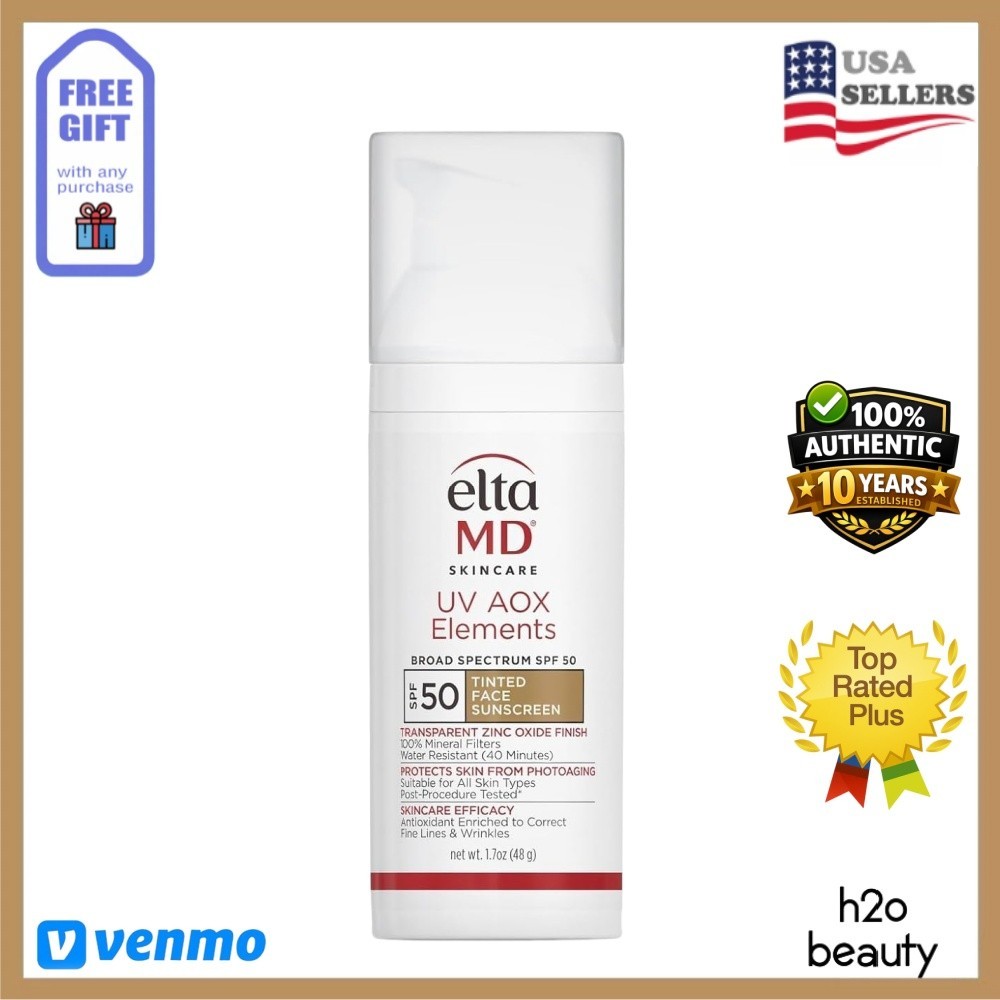 Elta MD UV AOX Elements Broad Spectrum Hydrating SPF 50 EXP04/28 Tinted 1.7oz