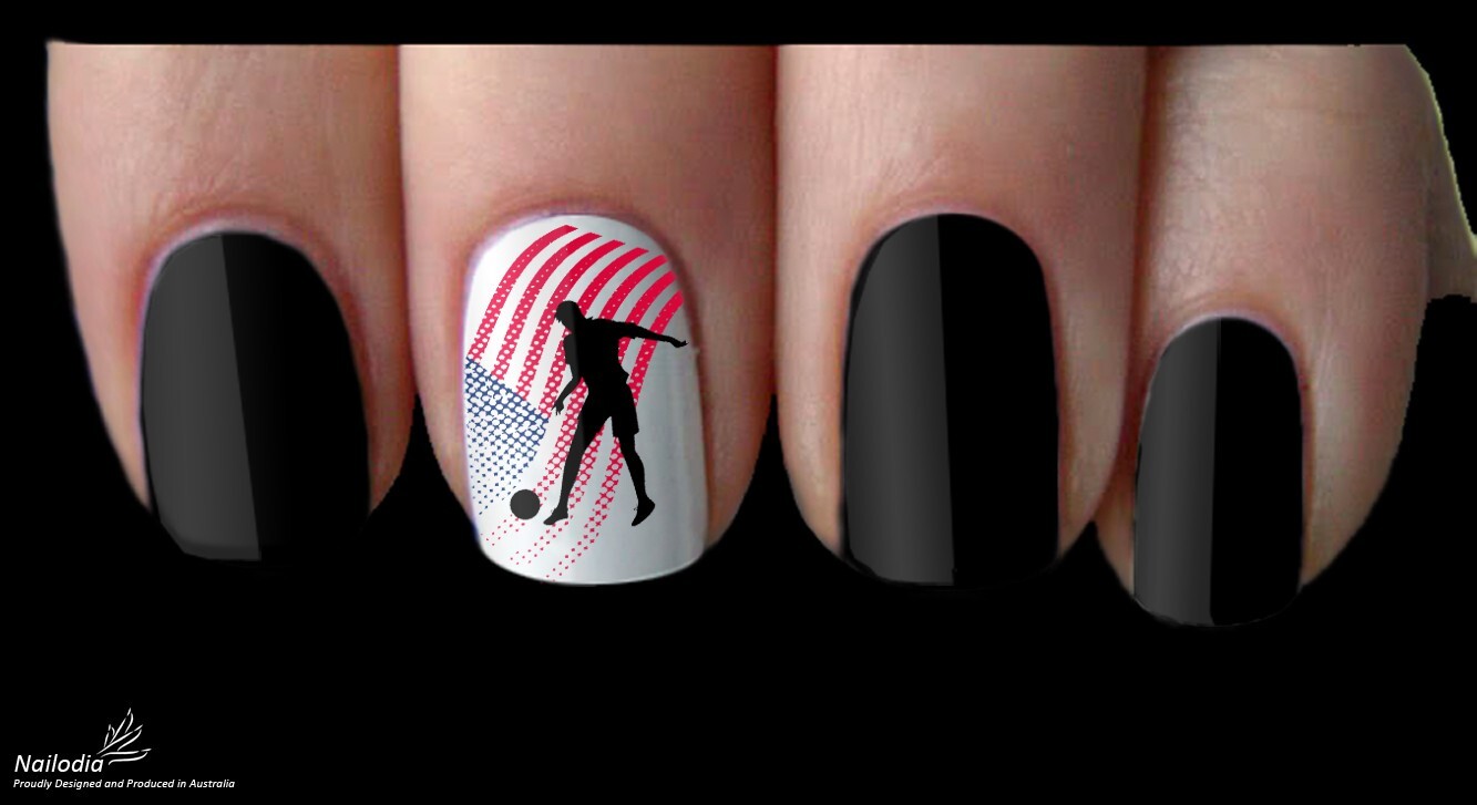 USA United States America Soccer Fan Nail Art Decal Sticker Water Transfer