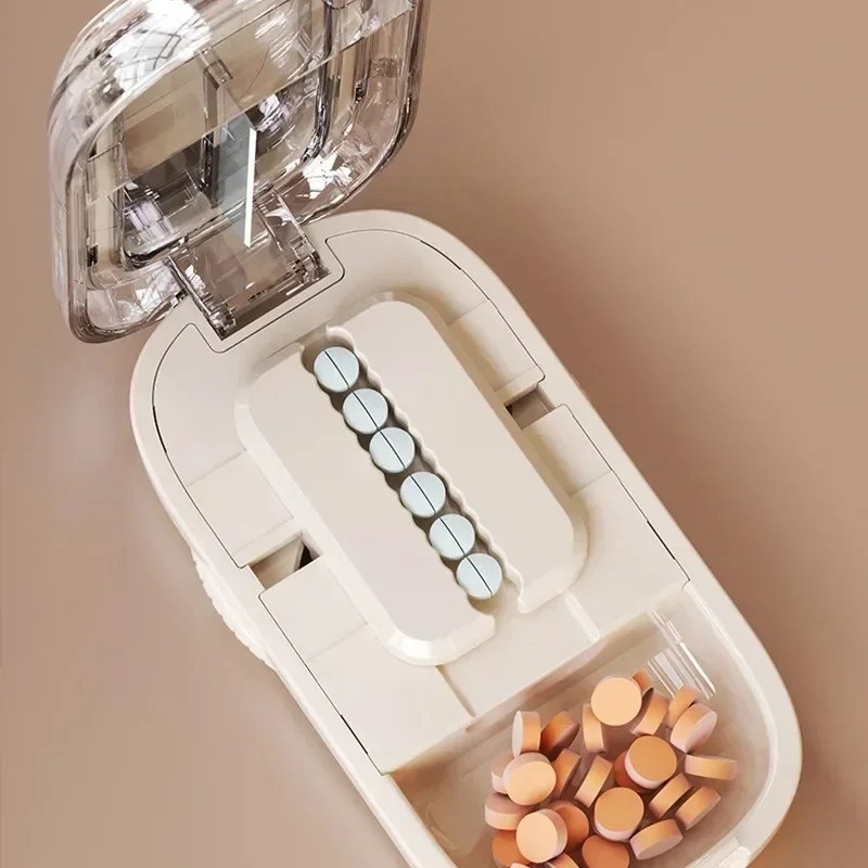 Adjustable Precise Pill Cutter Storage Box Portable Drug Tablet Medicine Dust US