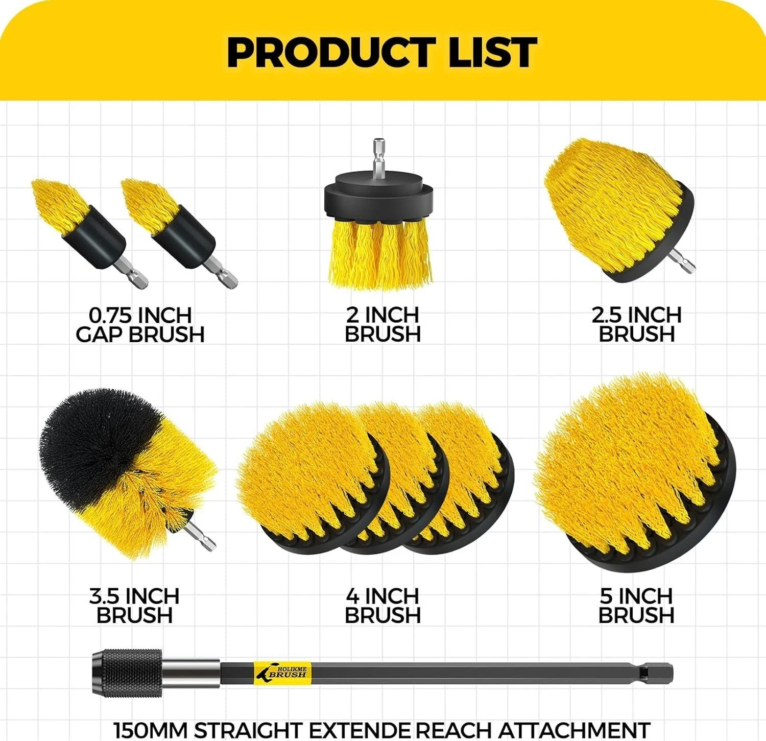 10Pieces Drill Brush Attachments Set, Power Scrubber Brush with Extend Long A…