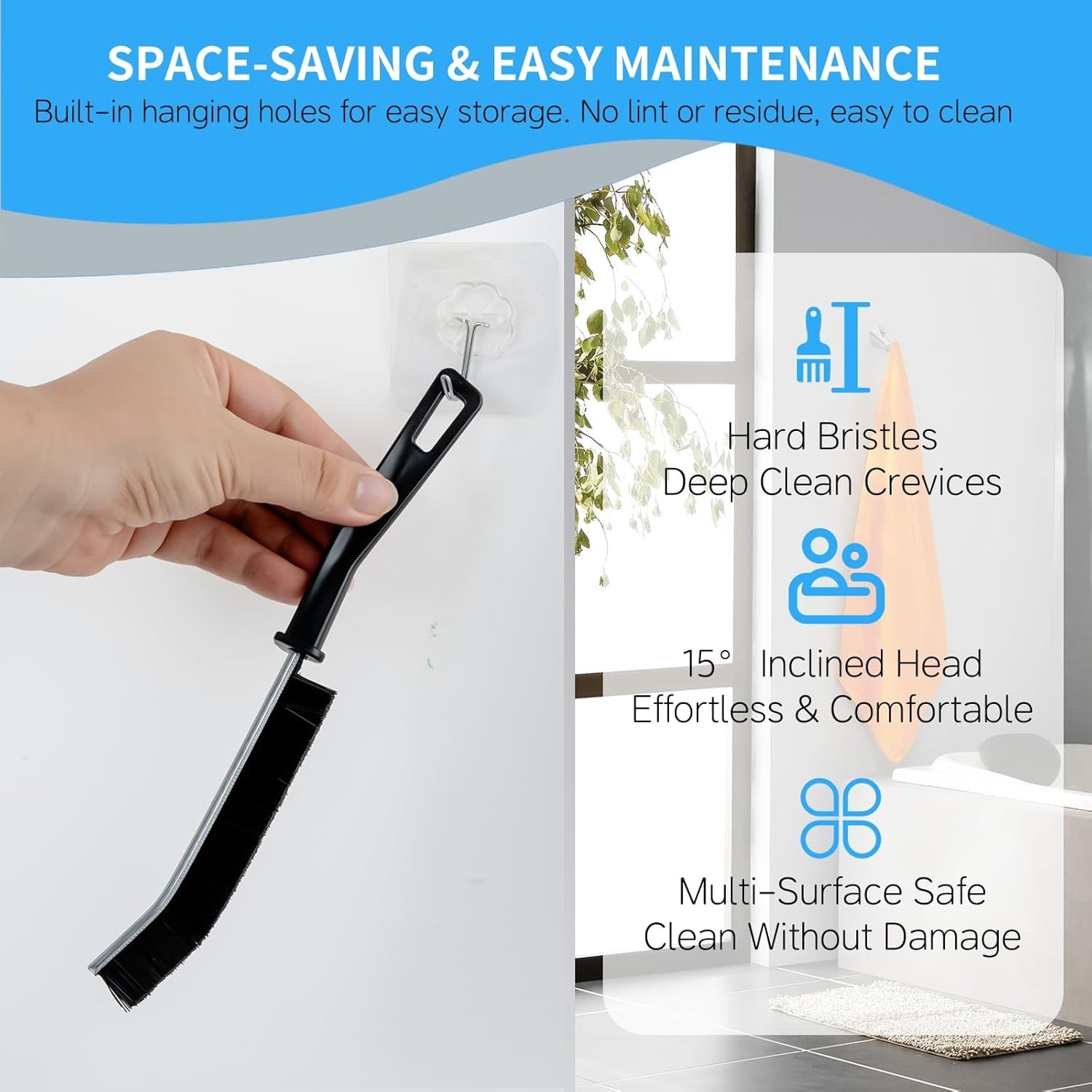 3-Piece Crevice Cleaning Brush Set – Ergonomic Non-Slip Grip for All Surfaces