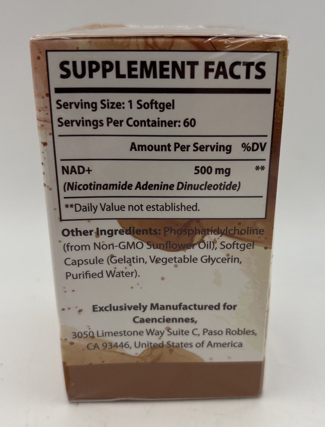 Caenciennes Liposomal NAD+ 500 MG Supports Brain Cell 60 Softgels Exp 04/28