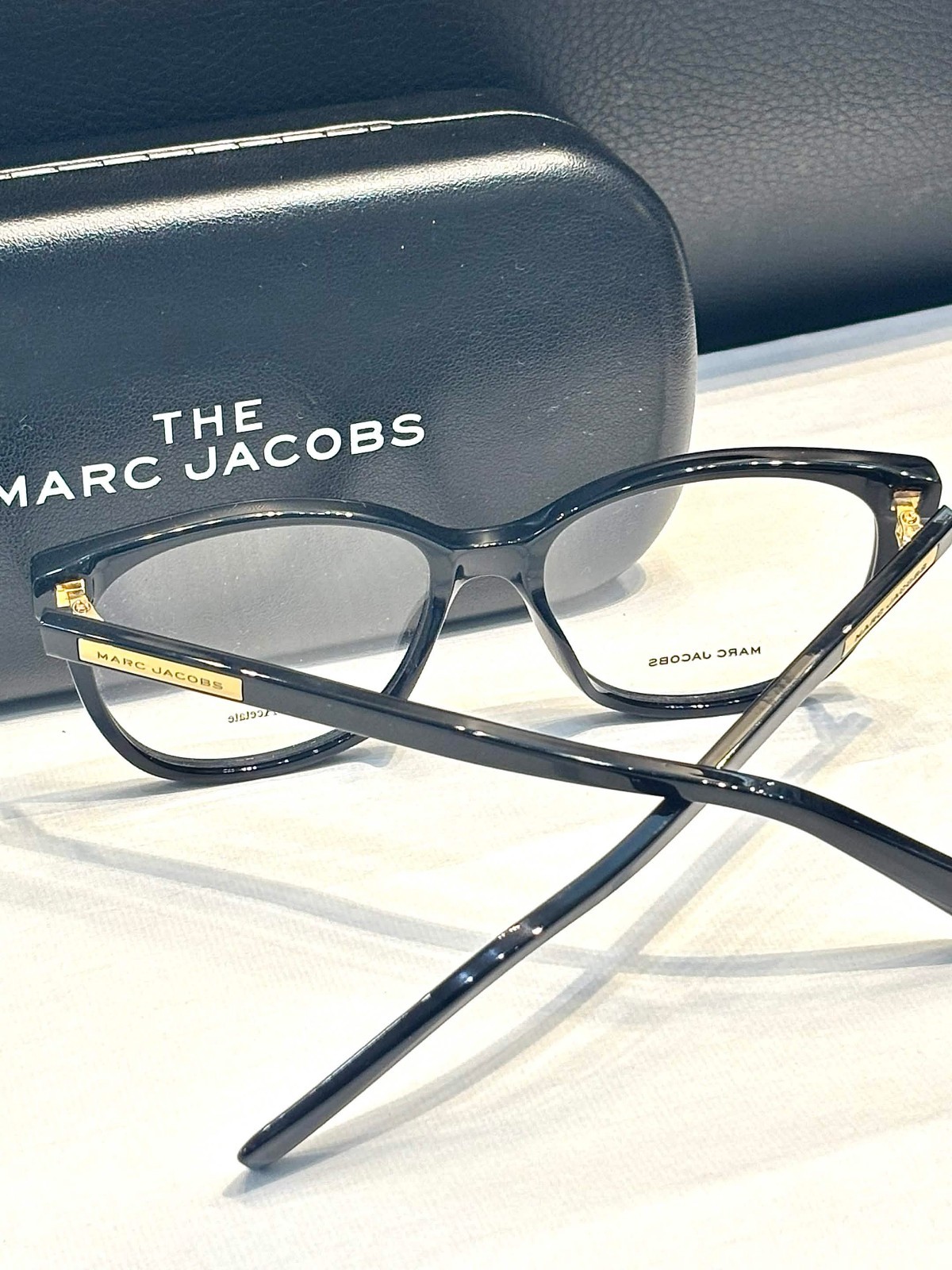 NEW MARC JACOBS 430 Black & Gold Classic Round Square Eyeglasses Frame 51mm