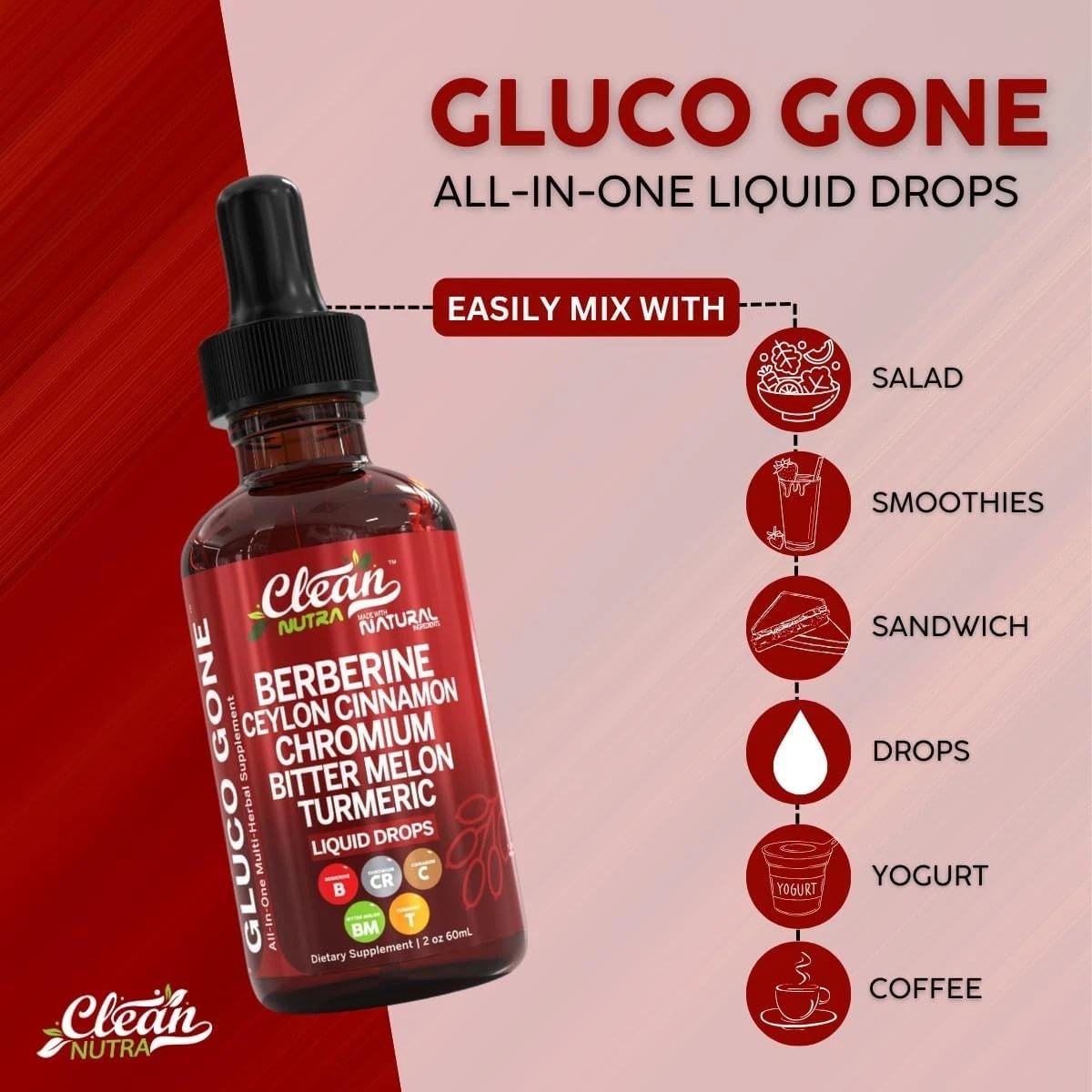 Clean Nutra Organic Ceylon Cinnamon Berberine Liquid Drops Supplement
