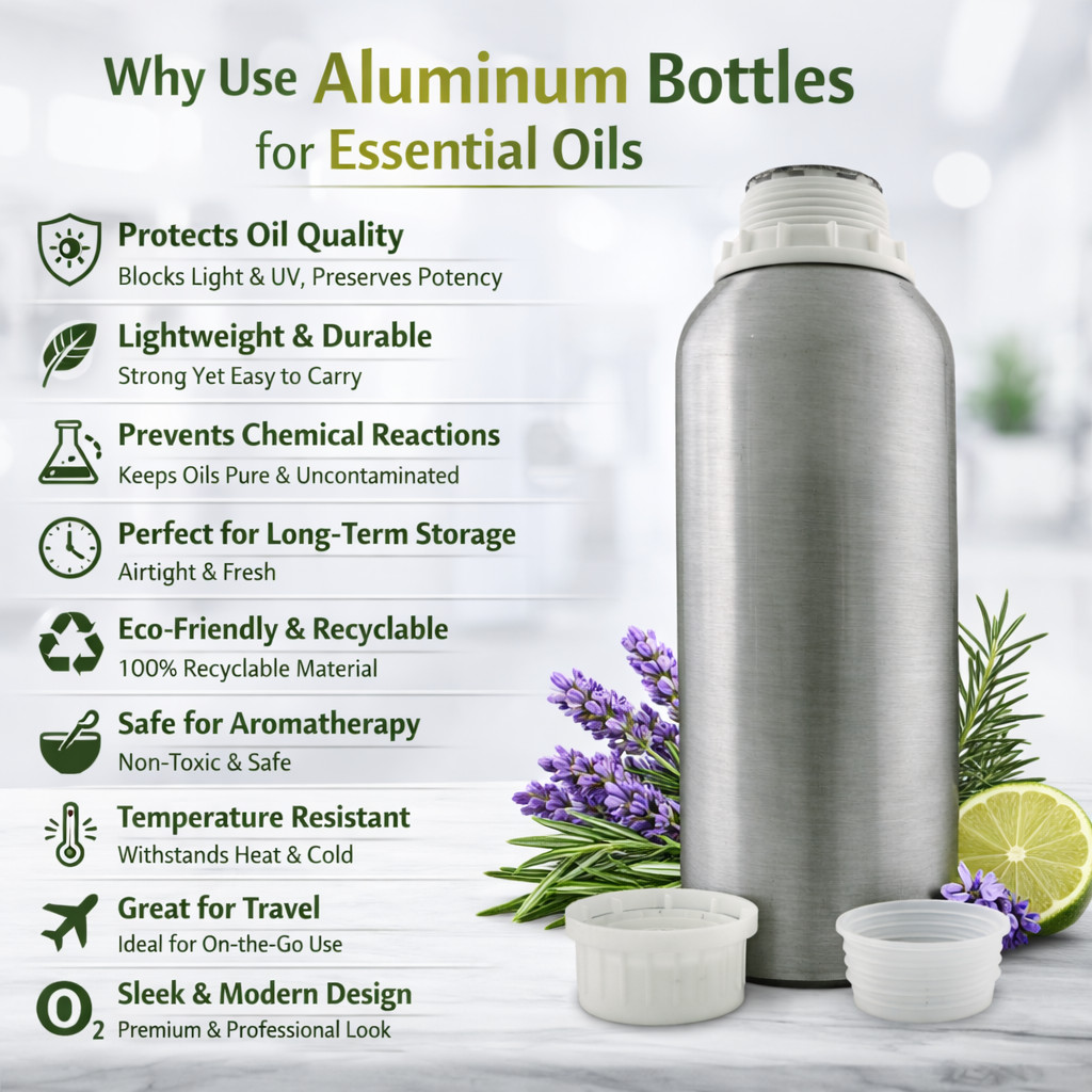 Bulk Essential Oil 16-32 fl oz Aluminum Bottle, All Natural Uncut, 50+ Oils