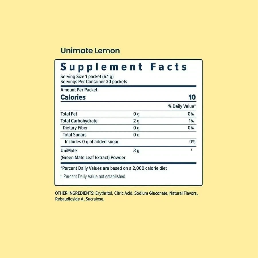 Unicity Unimate Natural Lemon Flavor Packs 30 Counts Exp 08/2027 Free Shipping