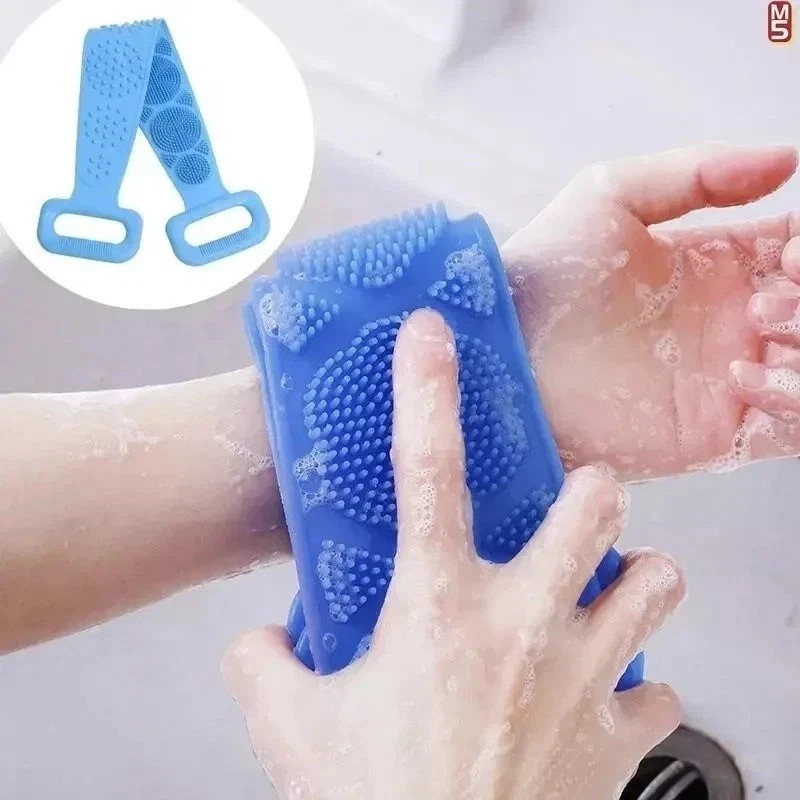 Silicone Body Back Scrubber Double Side Bathing Brush For Skin Deep Cleaning