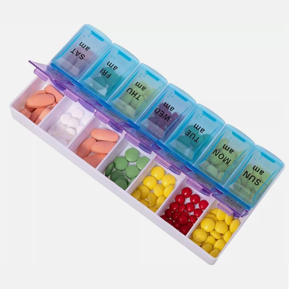 2PCS Weekly Pill Box Organizer Twice a Day 7 day AMPM Medicine Organizer Case US