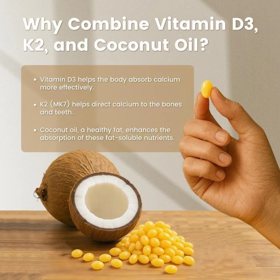 VEV Corefeel Vitamin D3 K2 10,000 IU, 200 mcg MK-7, 300 Coconut Oil Softgels