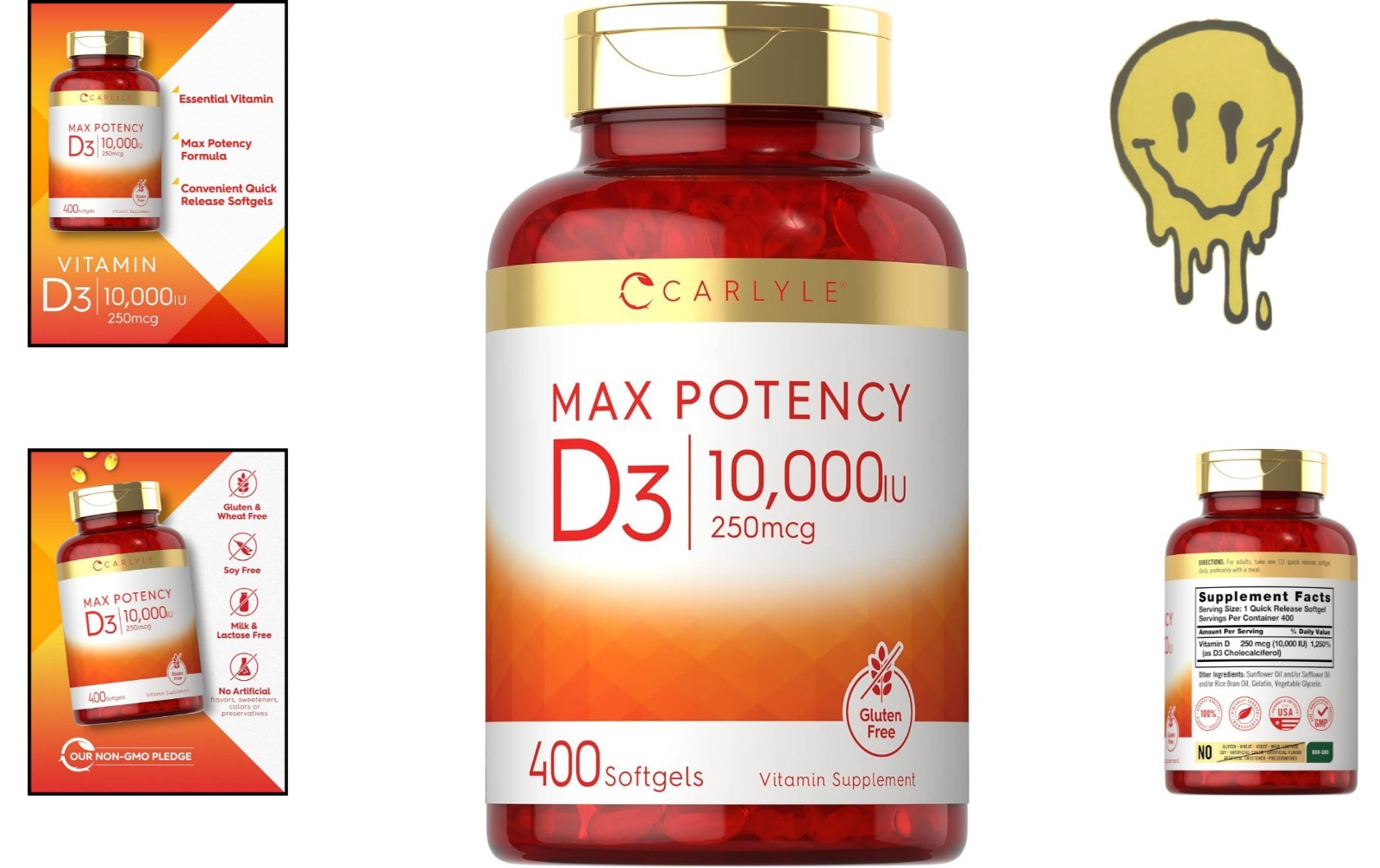 Vitamin D3 10000 IU 400 Softgels | Value Size | Max Potency | by Carlyle