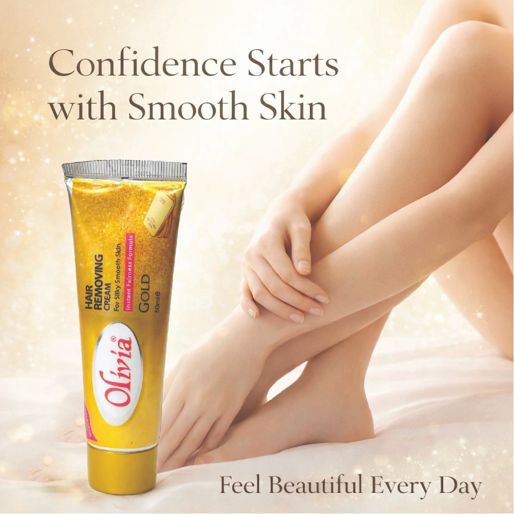 Pack of 12 Olivia Gold Hair Removal Cream 50ml Pain-Free Smooth Skin Care