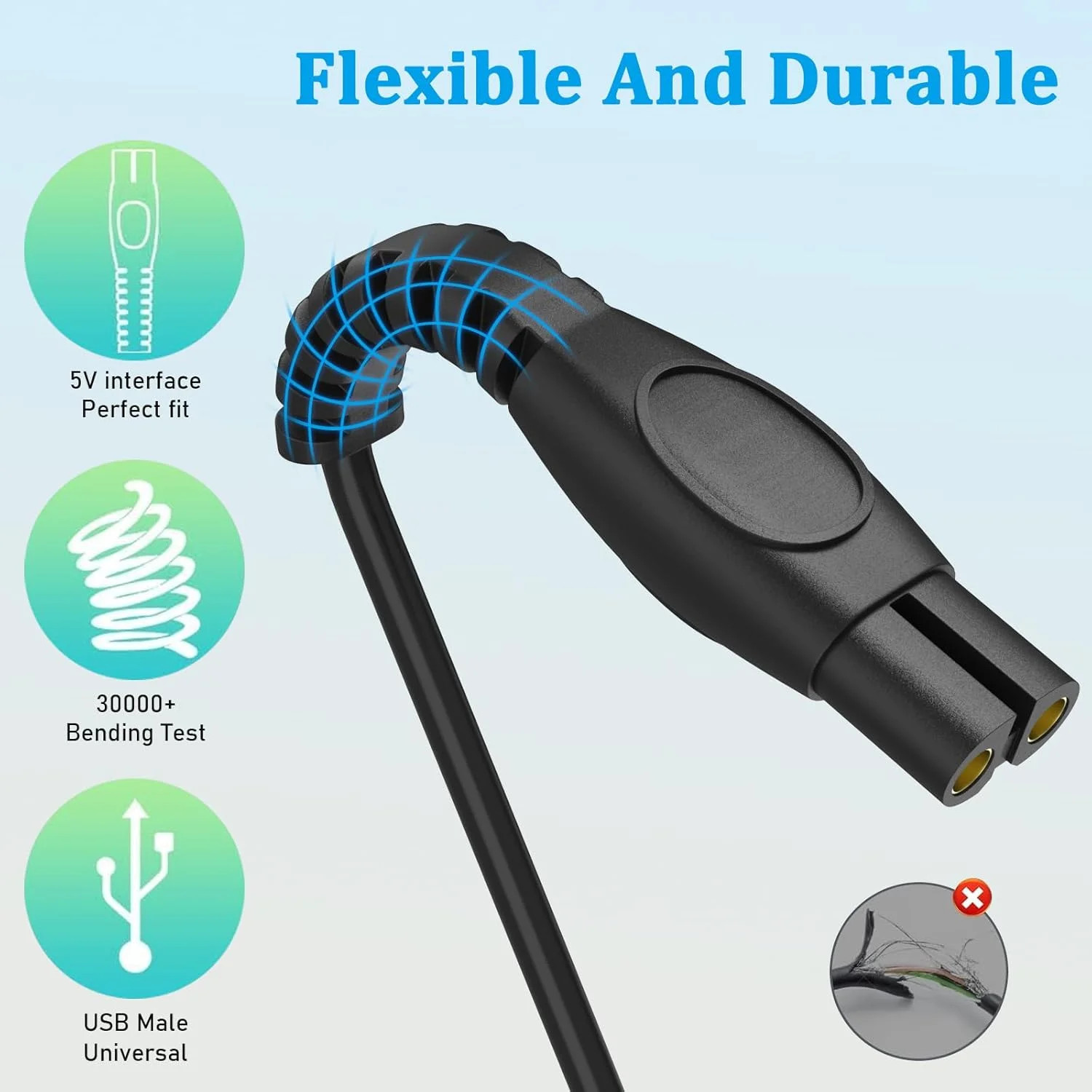 5V USB Charger Cord Compatible with Philips Norelco One Blade 360 Shaver QP2724