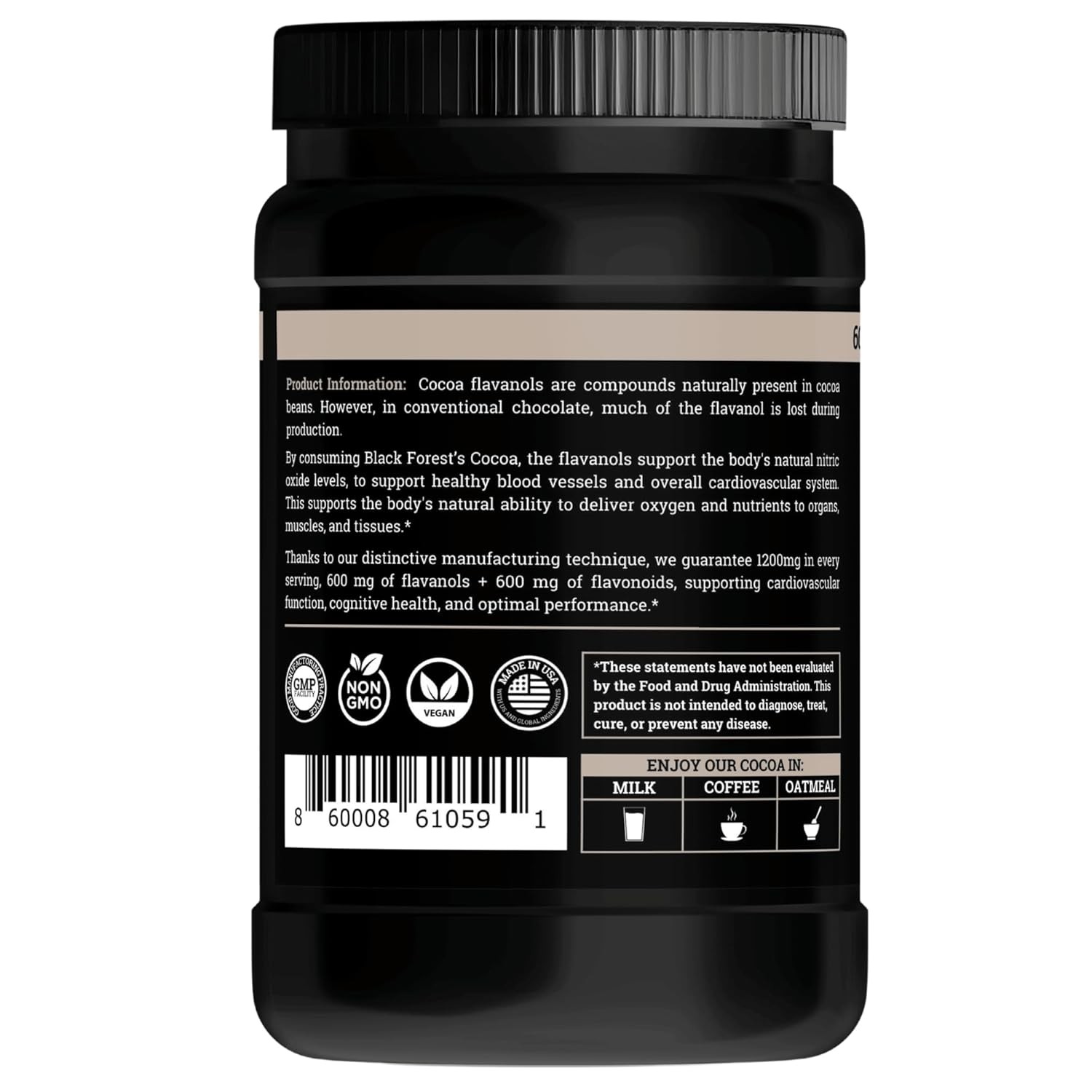 2 Pcs Black Forest High Flavanol Cocoa Powder and Flavonoids Supplements 1200mg
