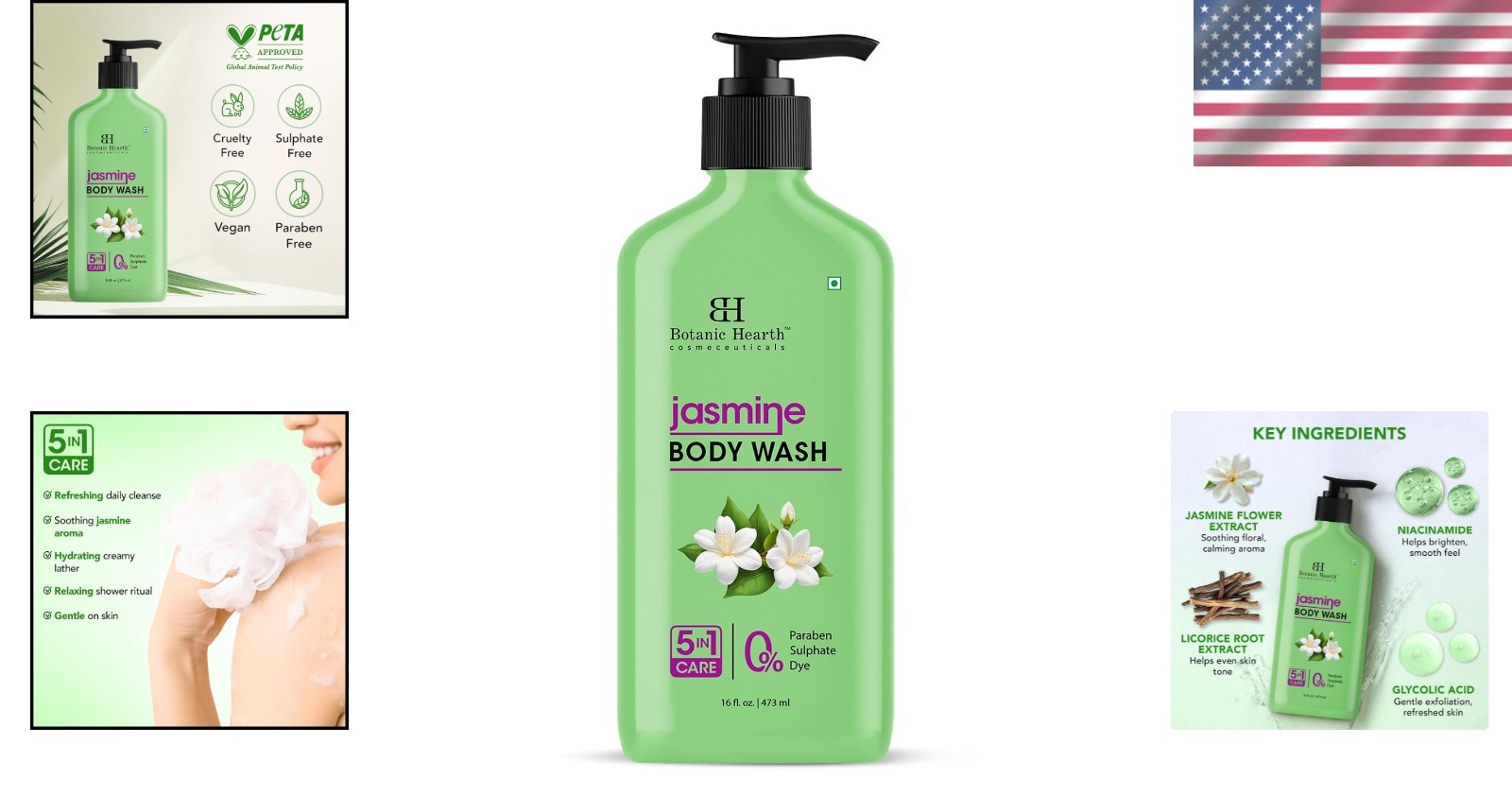 Soothing Jasmine Body Wash – 5-in-1 Hydrating Formula for All Skin Types (16 oz)