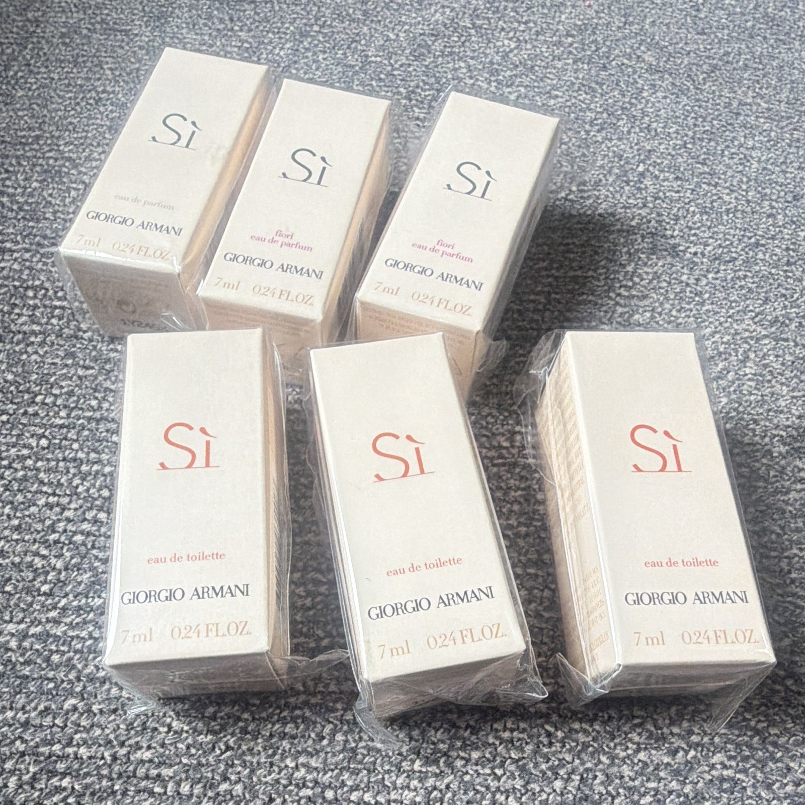 Giorgio Armani Si Eau de Toilette Travel Spray 0.24 fl oz 7ml Lot of 6